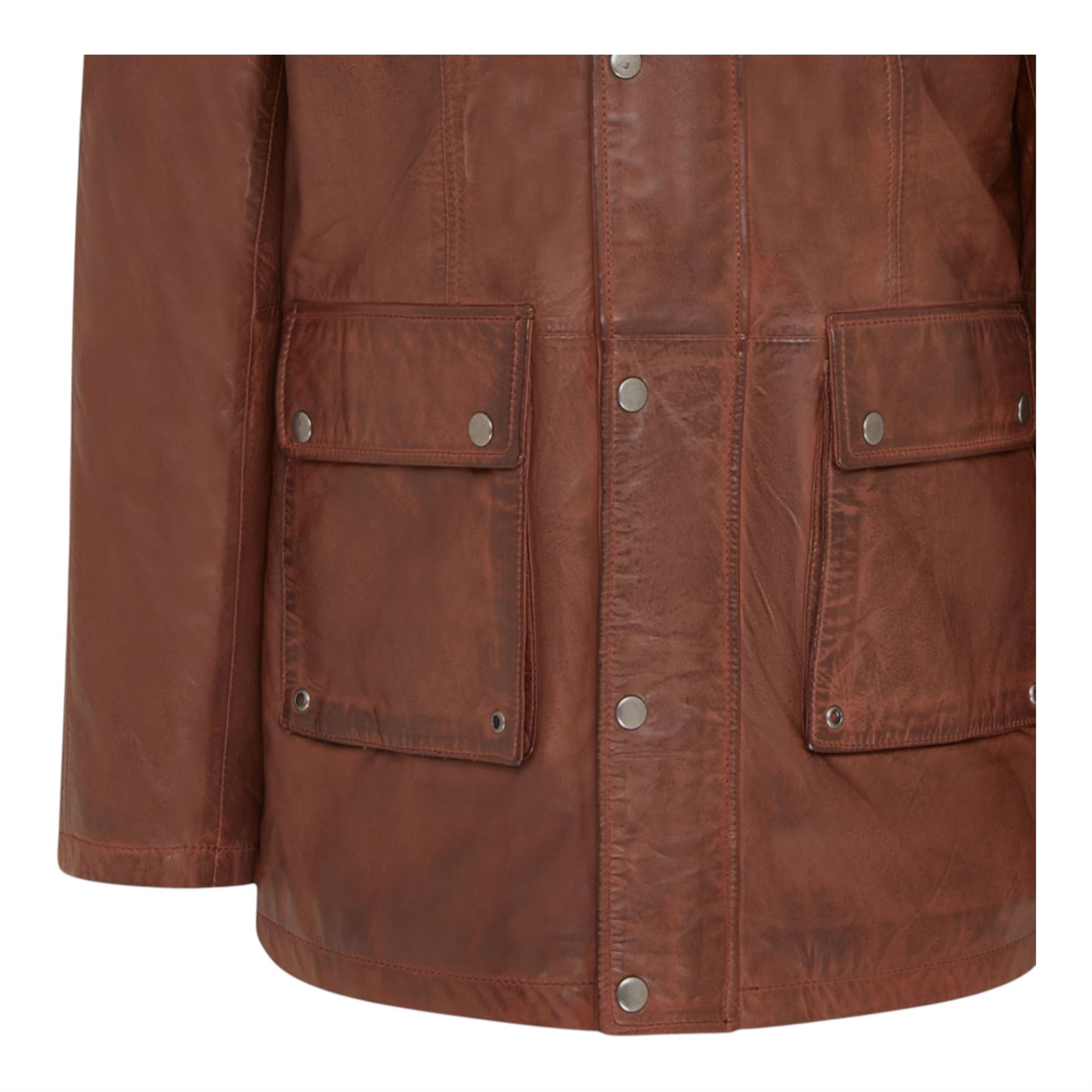 Men’s Genuine Lamb Leather Military Jacket Windproof Outwear Trenchcoat - Picture 16 of 19