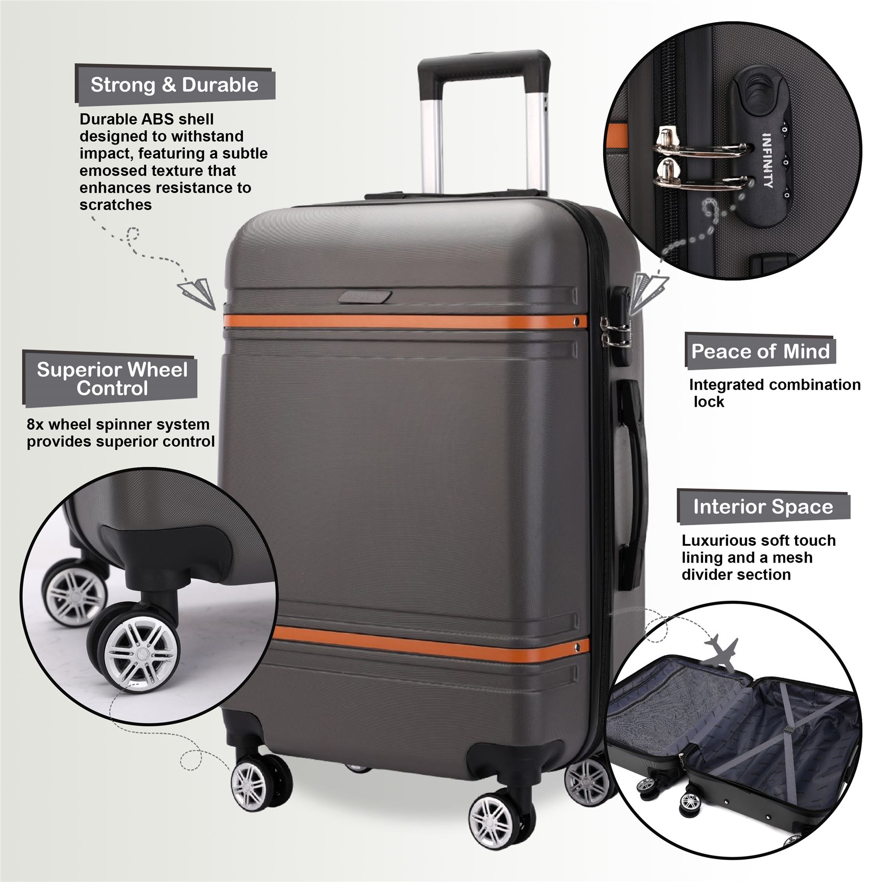 Cabina rígida 36 x 22 x 56 cm ABS adecuado para Easyjet, Ryanair, Wizzair - Imagen 11 de 22