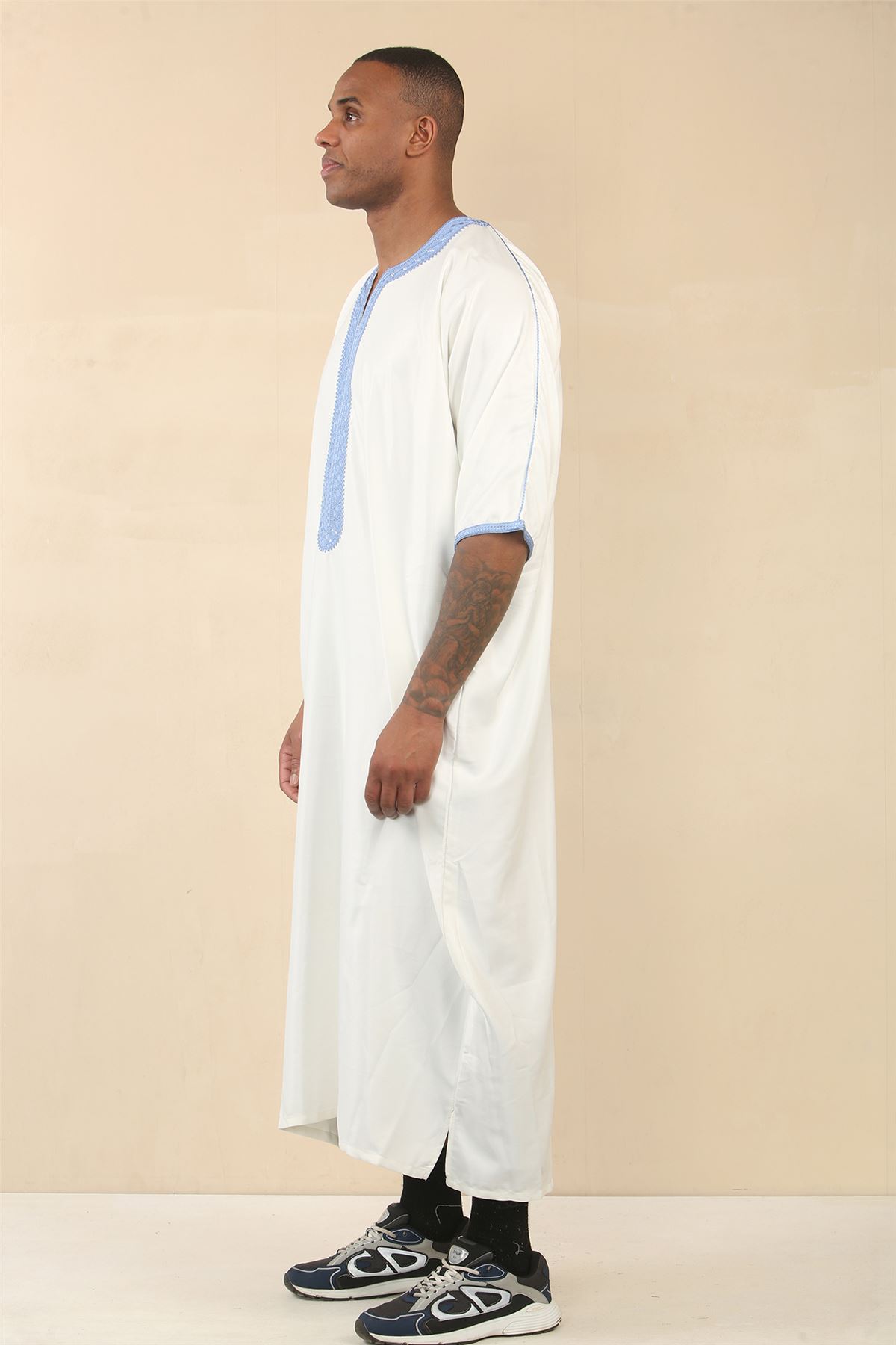Mens Moroccan Thobe Djellaba islamic Clothing Jubba Eid Ramadan Arab ShortSleeve - Picture 11 of 14