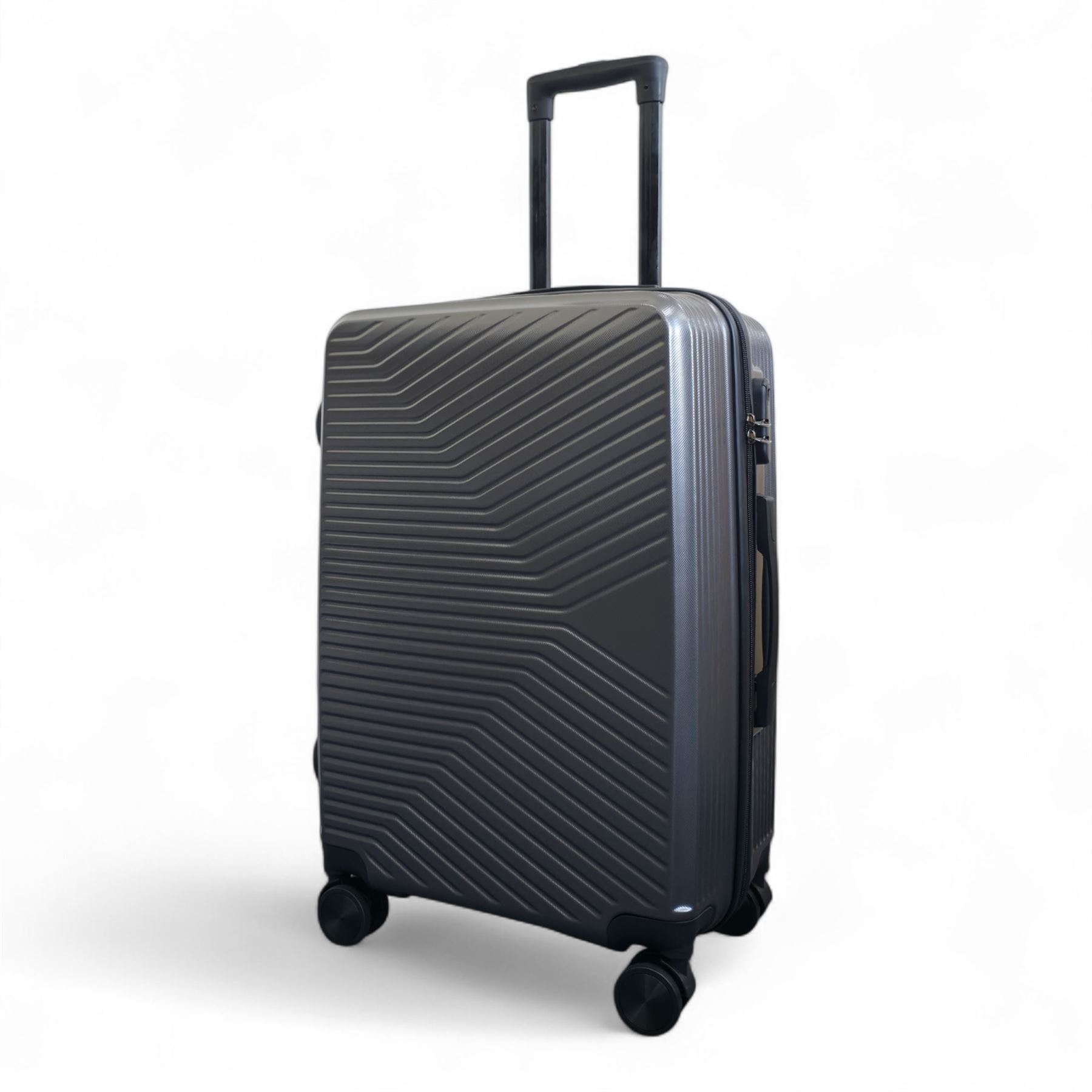 Strong Secure Grey Hardshell Grey Set Dual 4 Wheel ABS Trolley Cabin Suitcase - Picture 22 of 31