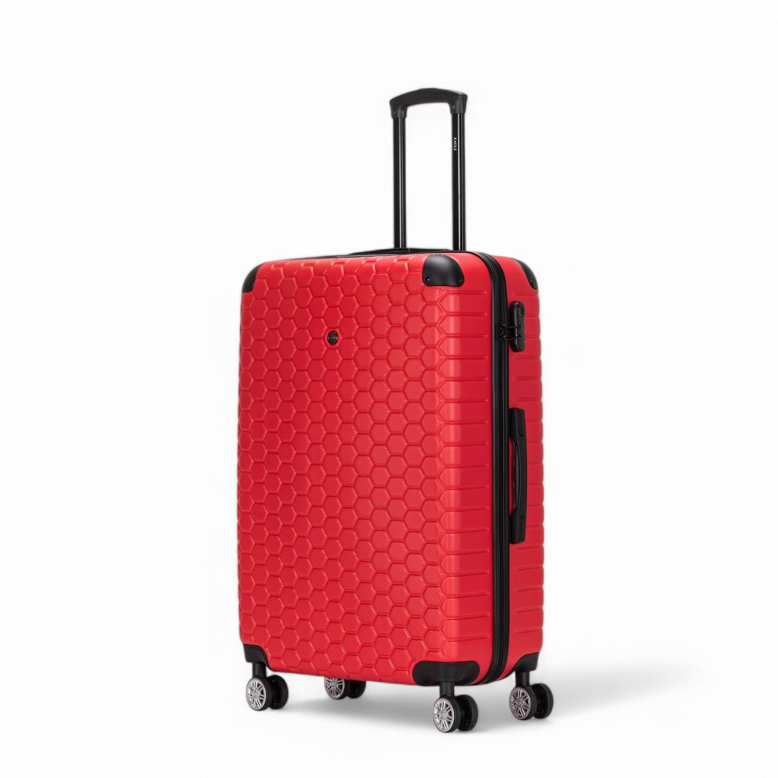 Hard Shell Red ABS 8 Wheel Luggage Travel Cabin Suitcase Set - Picture 20 of 37