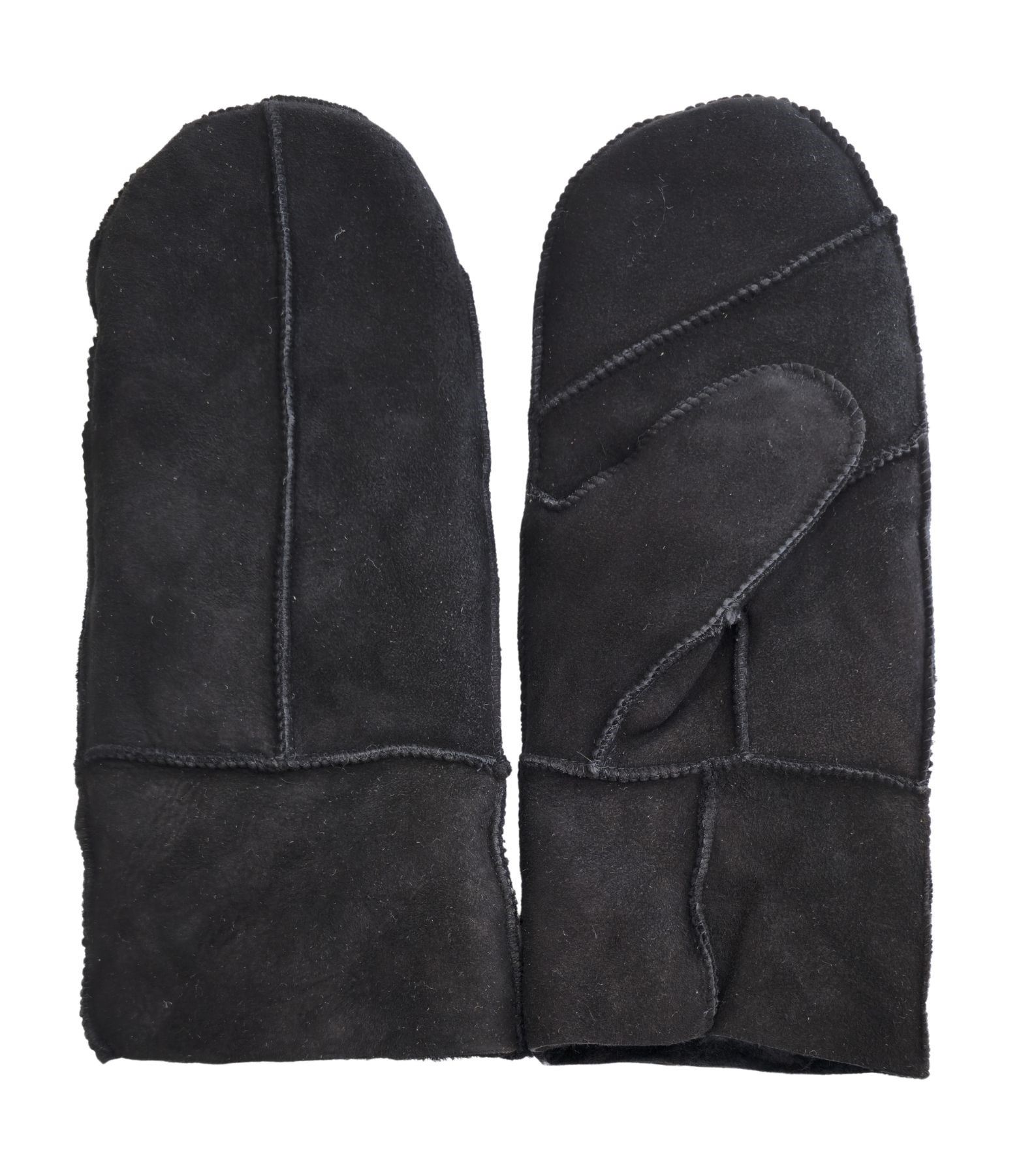 Womens Real Sheepskin Mittens Warm Winter Genuine Suede Gloves - Picture 4 of 10
