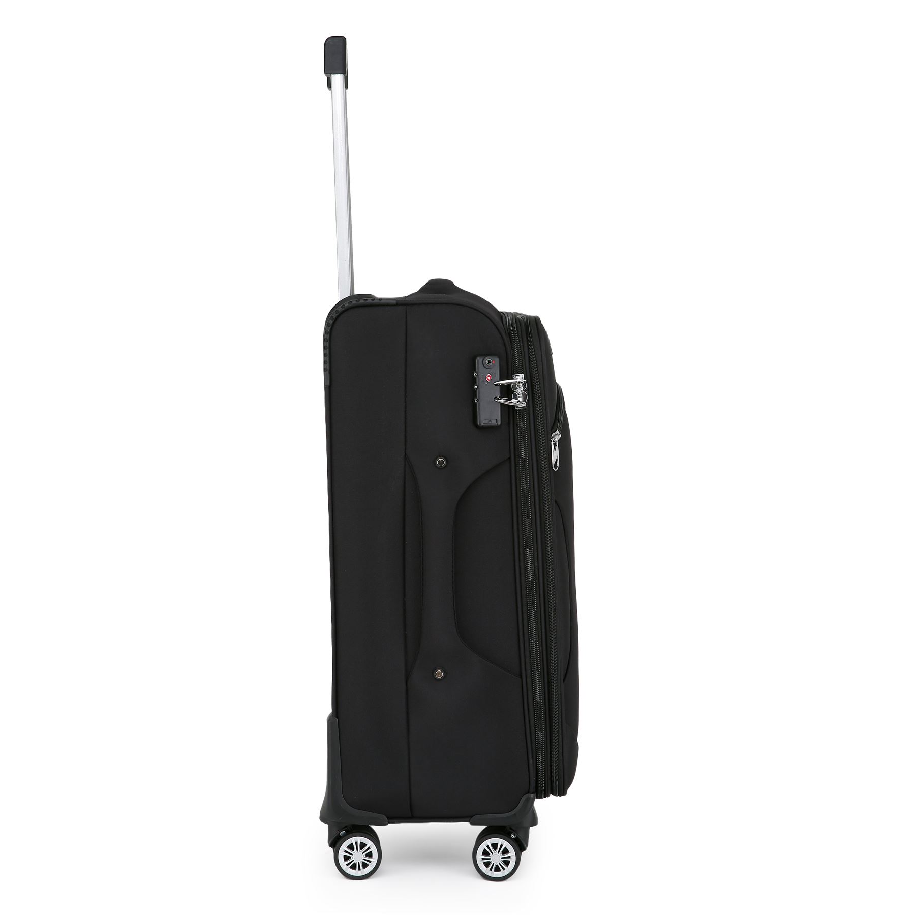 Black Soft Suitcase 8 Wheel Luggage Set TSA , Bag - Picture 15 of 32