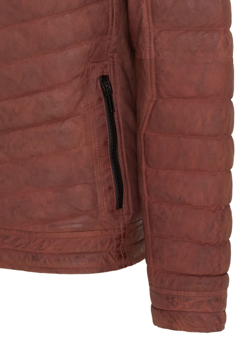 Men's Puffer Leather Biker Jacket Quilted Vintage Warm Bomber Jacket - Picture 7 of 25
