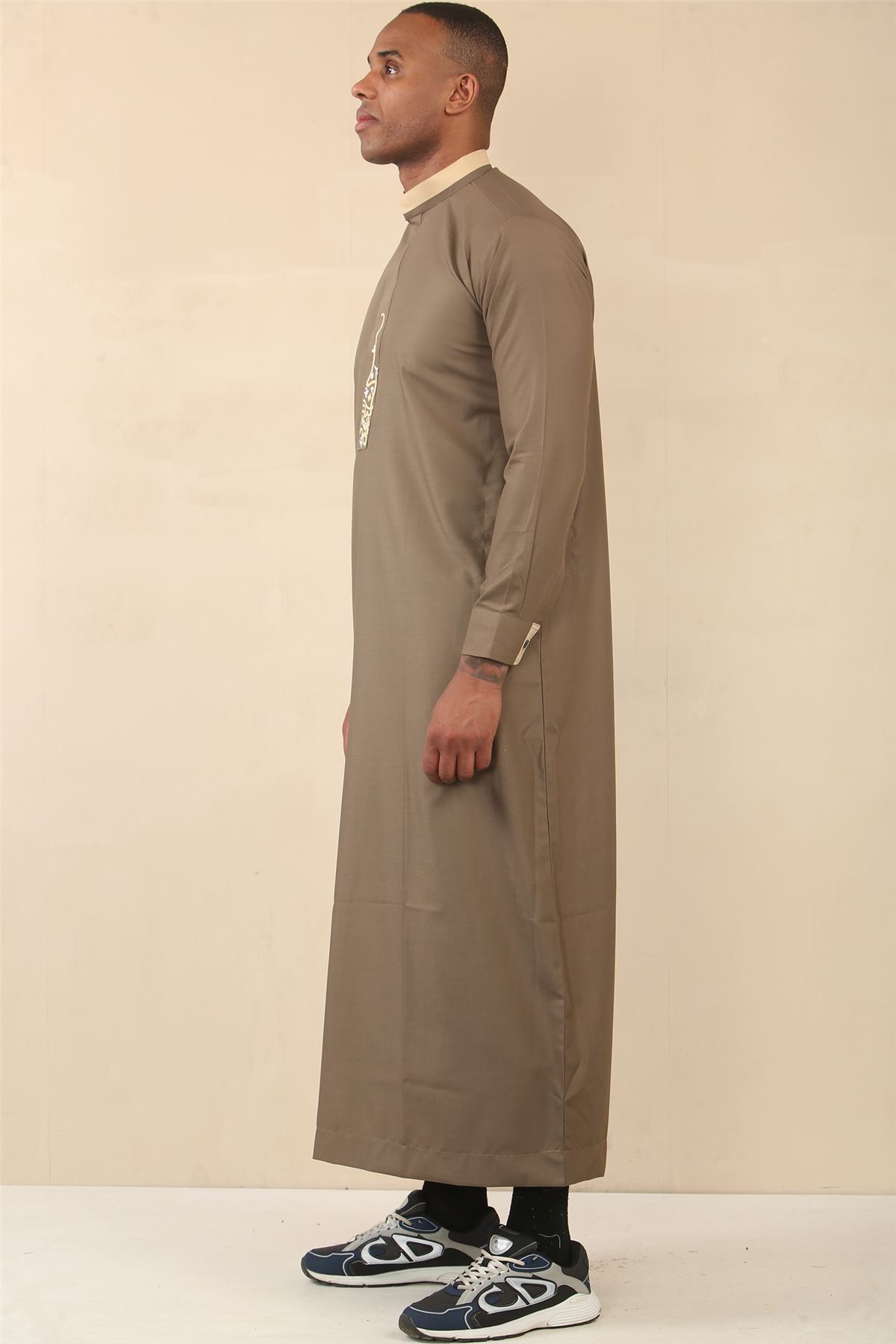 Abbigliamento islamico uomo Thobe Emirati Sauditi Jubba abito musulmano Eid Ramadan arabo - Foto 11 di 44