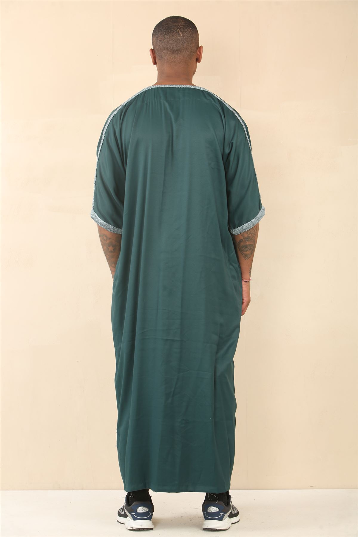 Herren Marokkanische Thobe Islamische Kleidung Jubba Eid Djellaba Kurzarm Gandoura - Bild 13 von 14