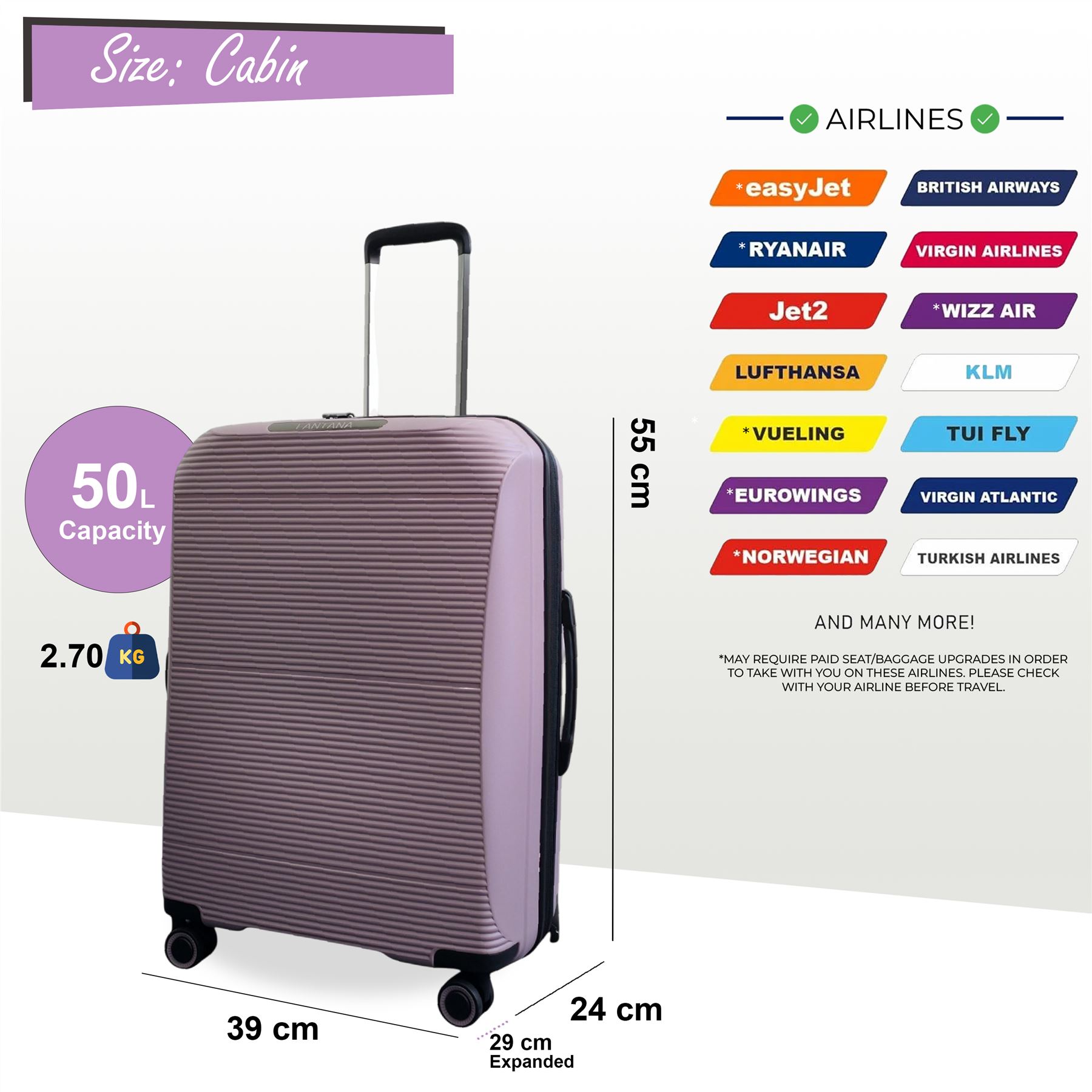Juego De Maletas De Viaje De Cabina Con Ruedas De 8 Y Carcasa Dura Expandible - Imagen 51 de 56