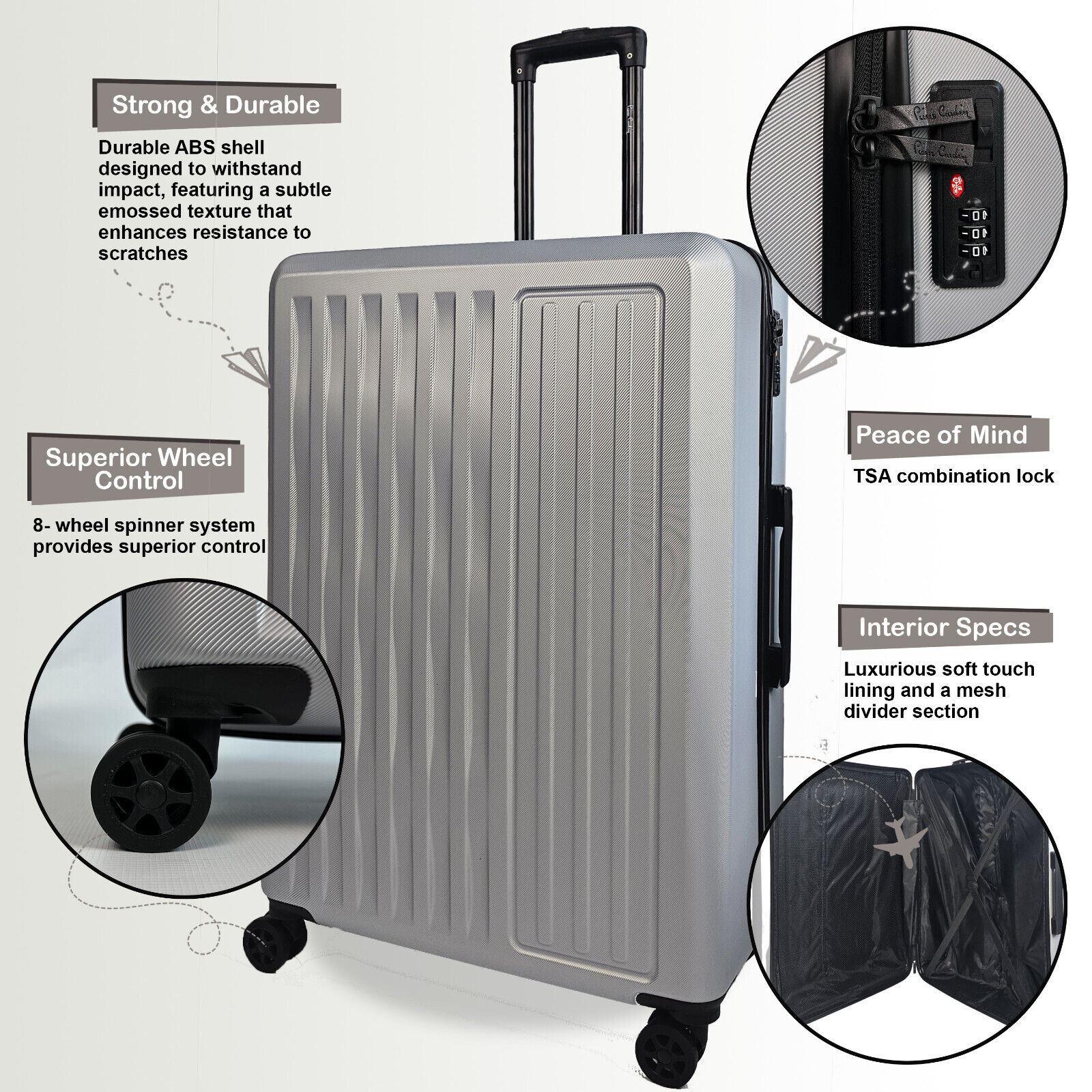 ABS Hard Shell Suitcase Luggage Set Hard Side Travel Carry on Cabin Bag - Picture 56 of 75