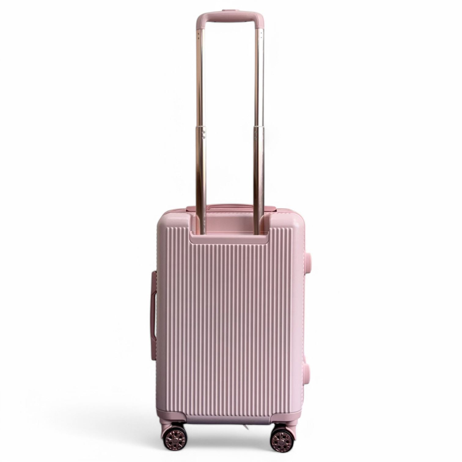 Expandable Rose Gold Hard Shell 8-Wheel Travel Suitcase Set Durable Cabin Bag - Picture 17 of 35