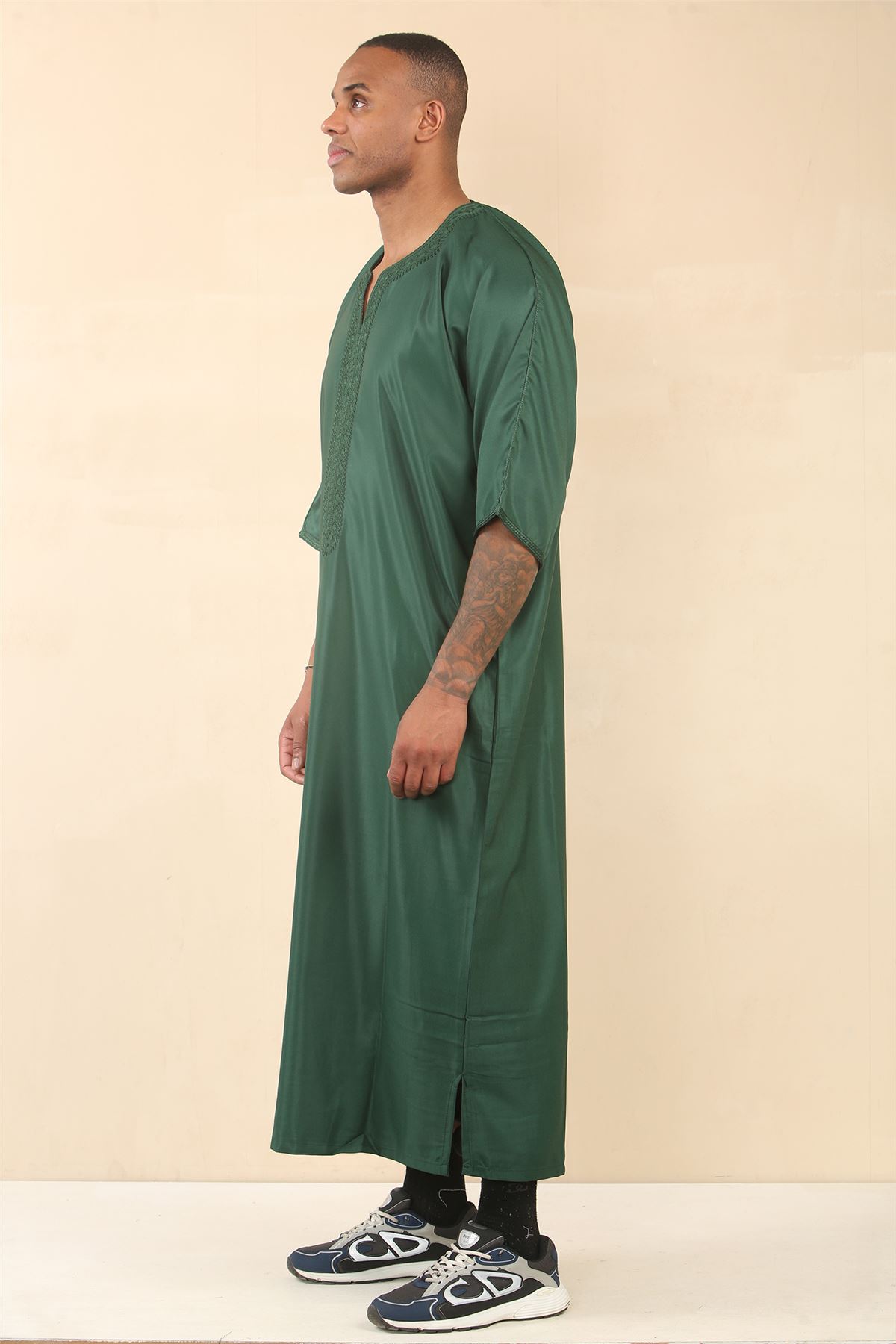 Mens Moroccan Thobe Djellaba islamic Clothing Jubba Eid Ramadan Arab ShortSleeve - Picture 6 of 14