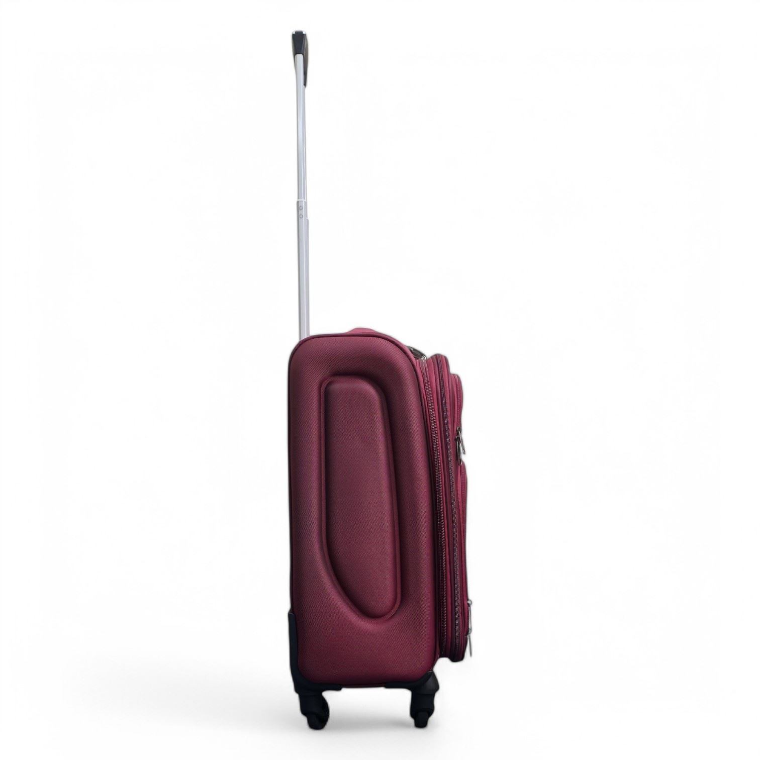 Soft Shell Lightweight Wine Burgundy Nylon Suitcase Set 4 Wheel Travel Case Bags - Picture 12 of 37