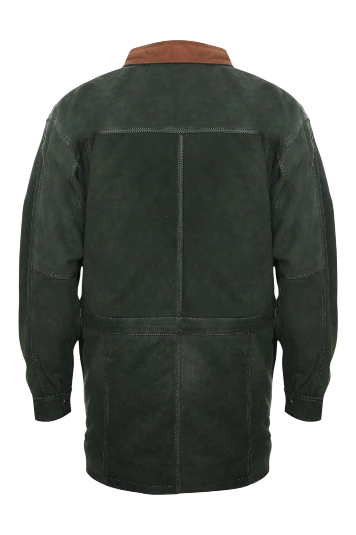 Klassischer kontrastierender weicher geschmeidiger Wildledermantel Parka Jacke für Herren - Bild 6 von 13