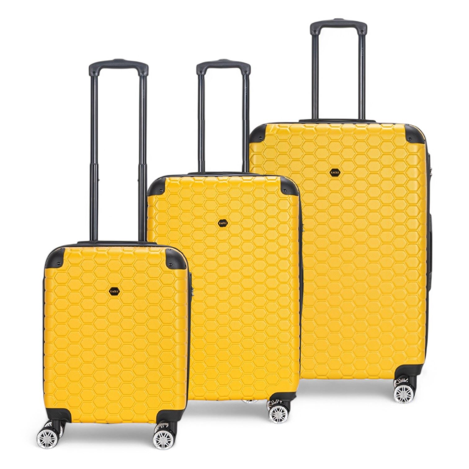 Hard Shell Yellow ABS 8 Wheel Luggage Travel Cabin Suitcase Set - Picture 29 of 41