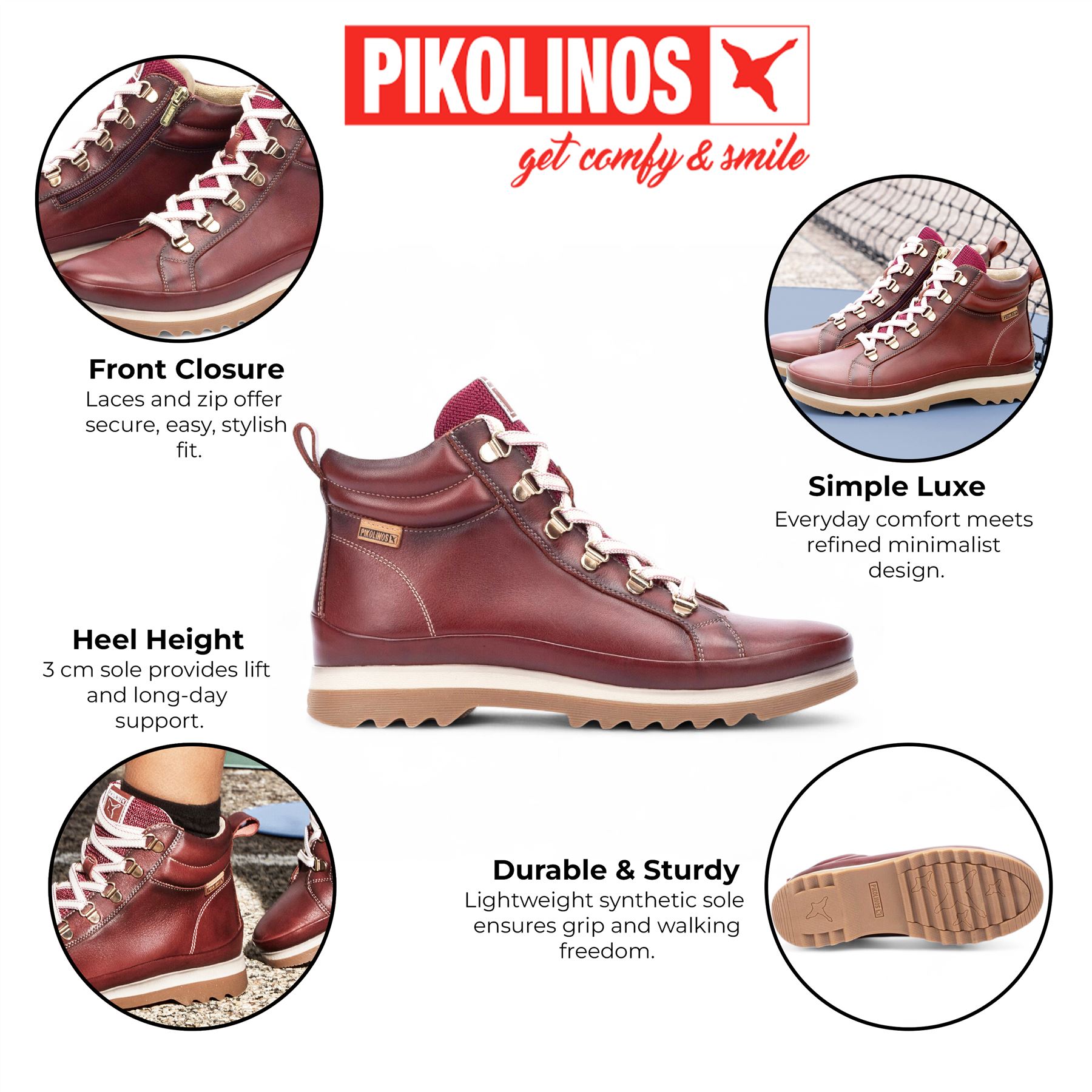 Pikolinos Vigo Women's Leather Side Zip & Lace Up Ankle Trainers Everyday Boots - Picture 13 of 21