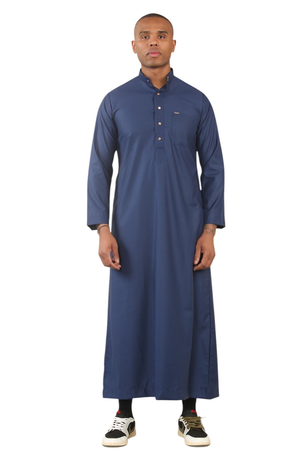 Men's Thobe Emirati Islamic Clothing Jubba Robe Muslim Eid Ramadan Arab Saudi - Picture 13 of 23