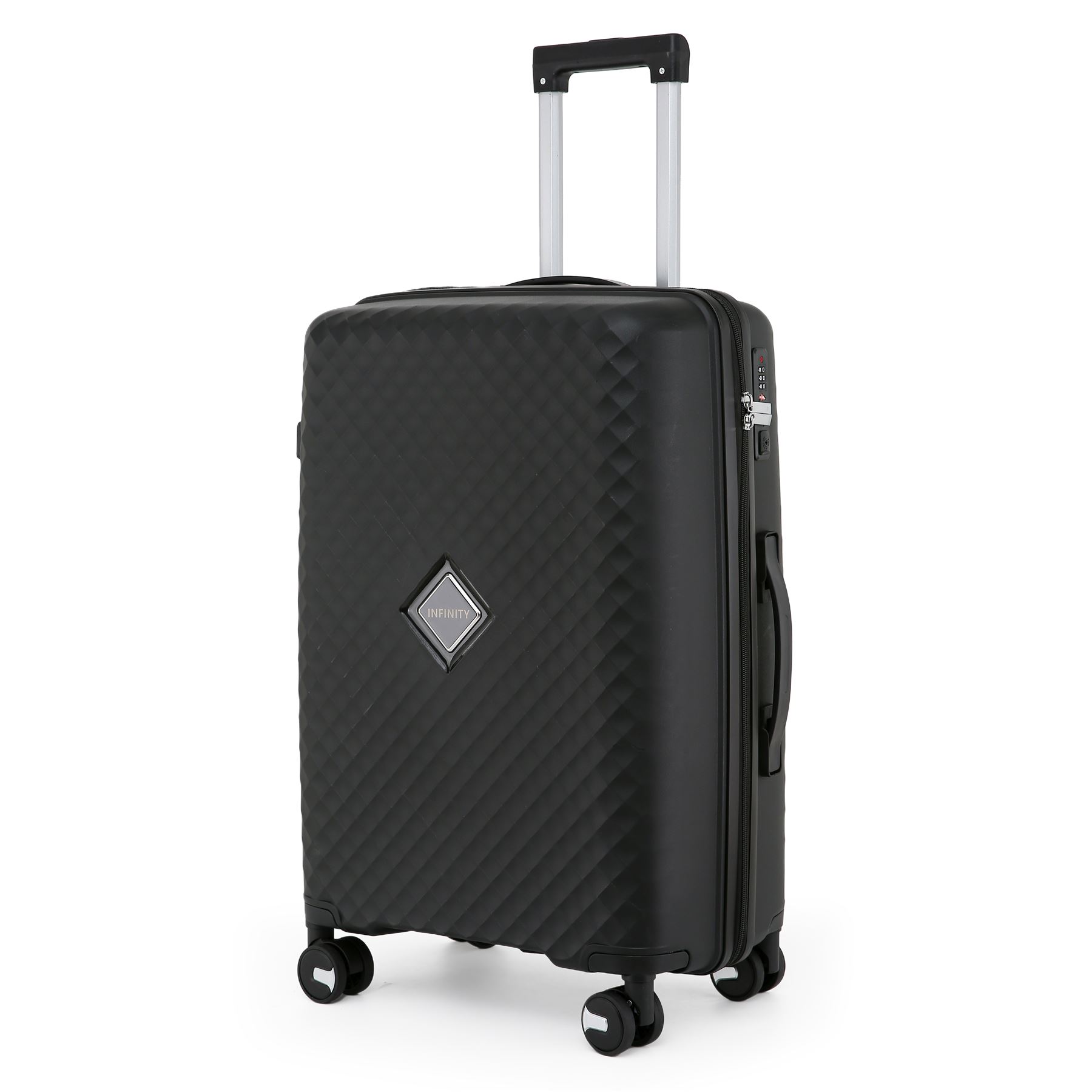Hard Shell Black Cabin Suitcase Set 8 Wheel Luggage Case Strong Travel TSA Bag - Picture 21 of 32