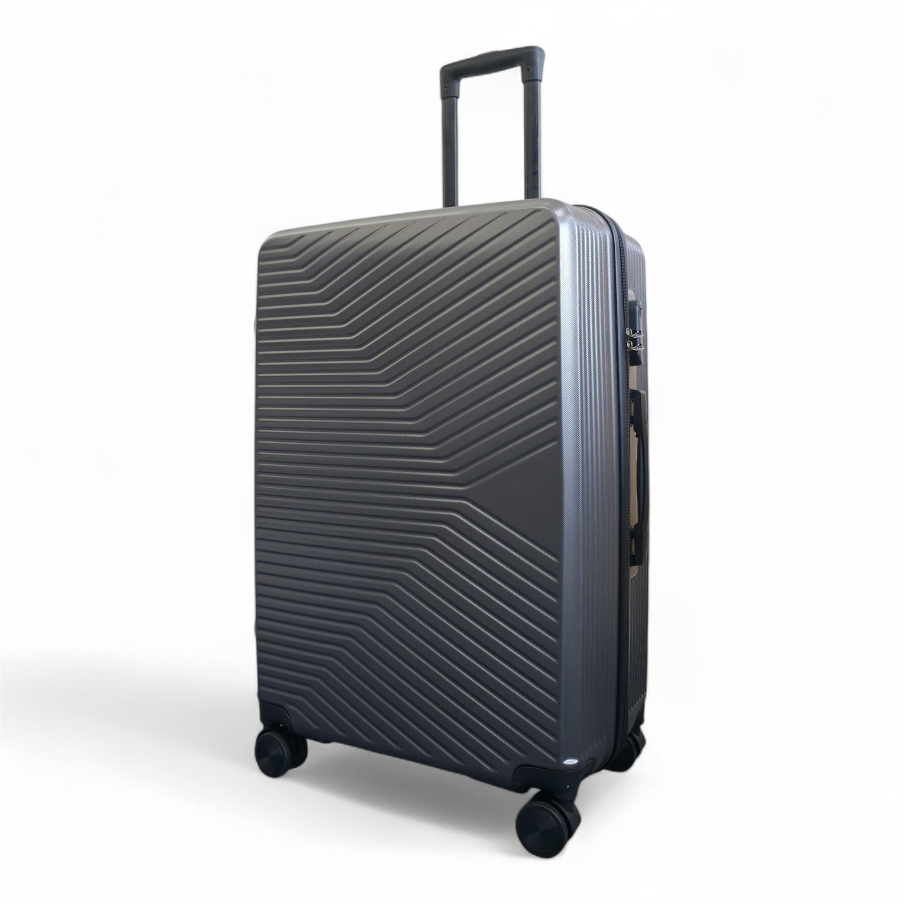 Strong Secure Grey Hardshell Grey Set Dual 4 Wheel ABS Trolley Cabin Suitcase - Picture 6 of 31