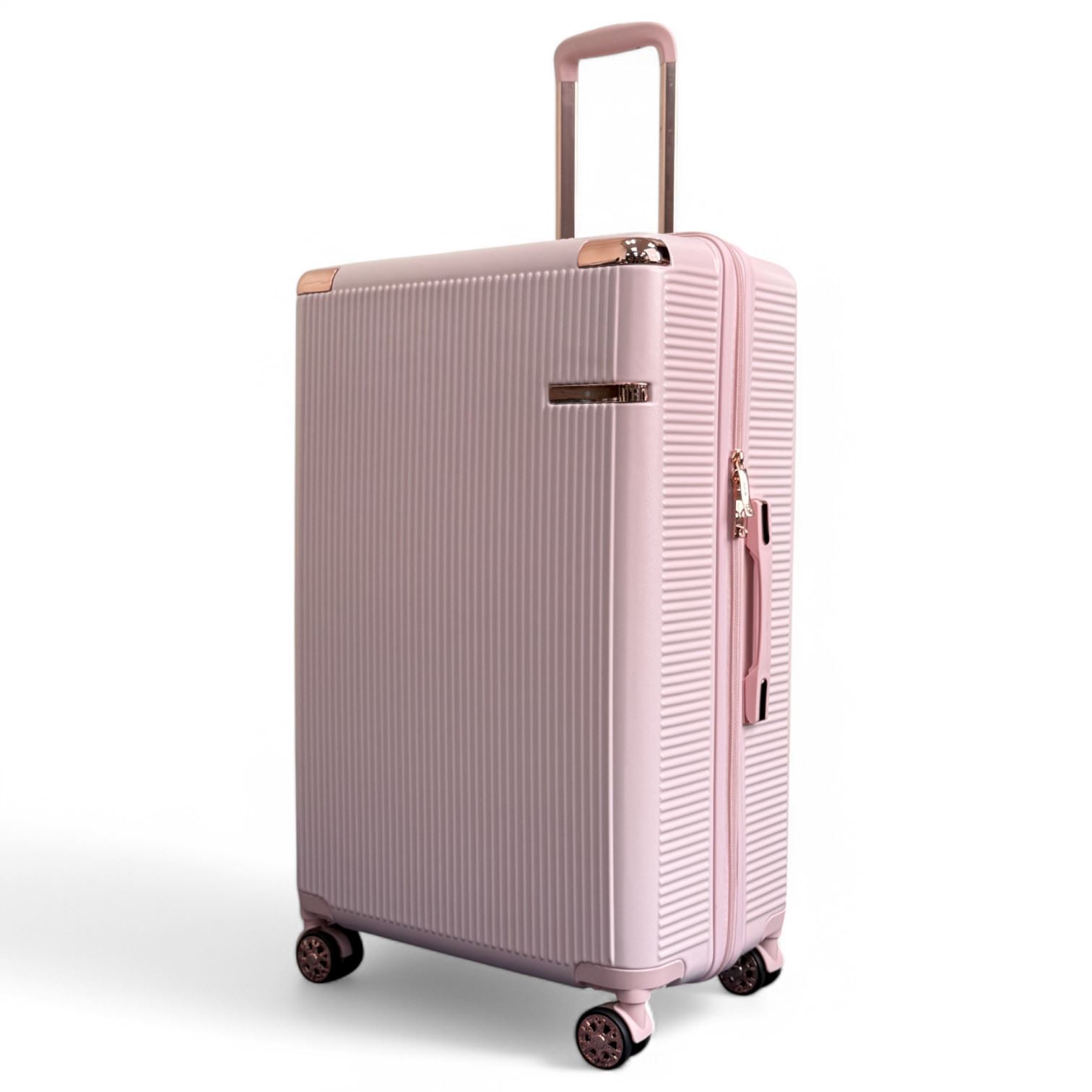 Expandable Rose Gold Hard Shell 8-Wheel Travel Suitcase Set Durable Cabin Bag - Picture 5 of 35
