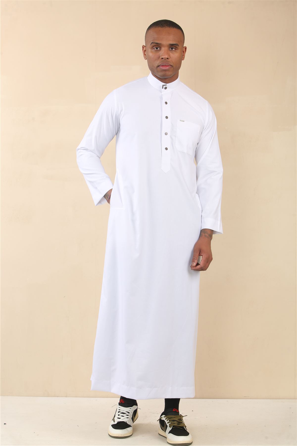 Men's Thobe Emirati Islamic Clothing Jubba Robe Muslim Eid Ramadan Arab Saudi - Picture 20 of 23