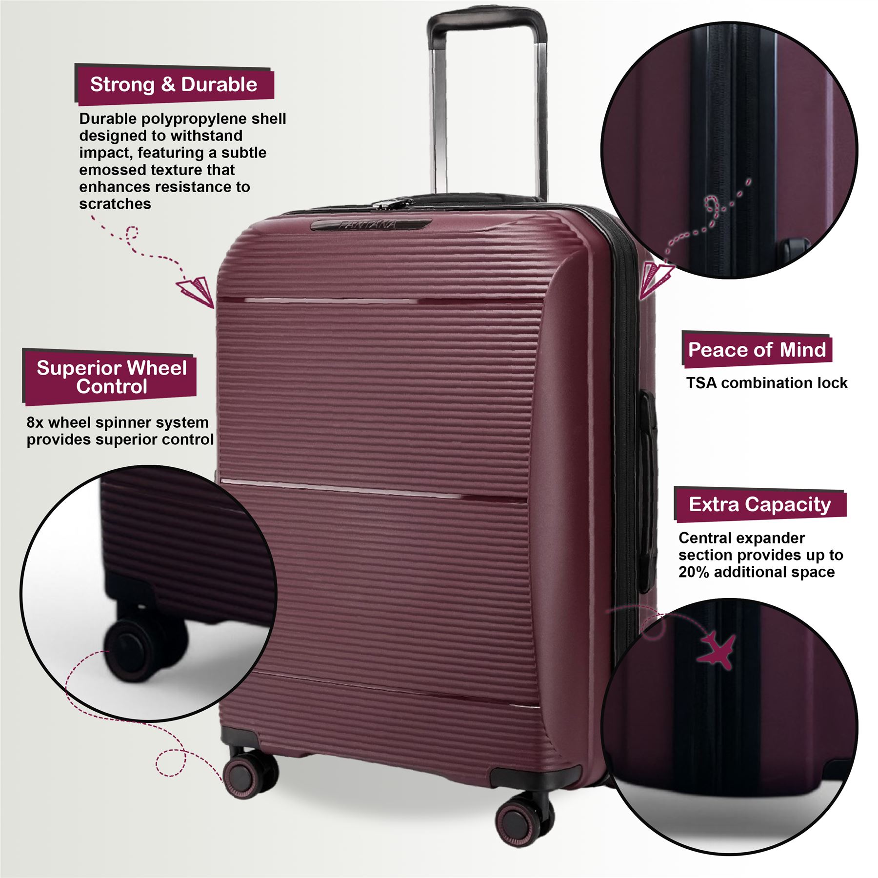 Juego De Maletas De Viaje De Cabina Con Ruedas De 8 Y Carcasa Dura Expandible - Imagen 25 de 56