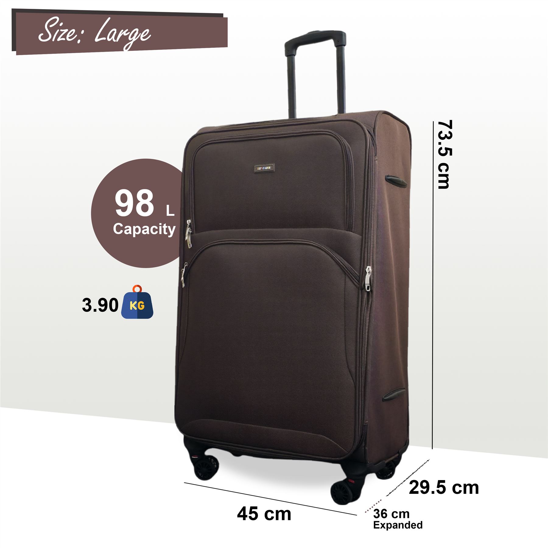 Expandable Soft Shell Suitcase 8 Wheel Luggage Set Light Carry On Cabin Bag - Picture 33 of 61