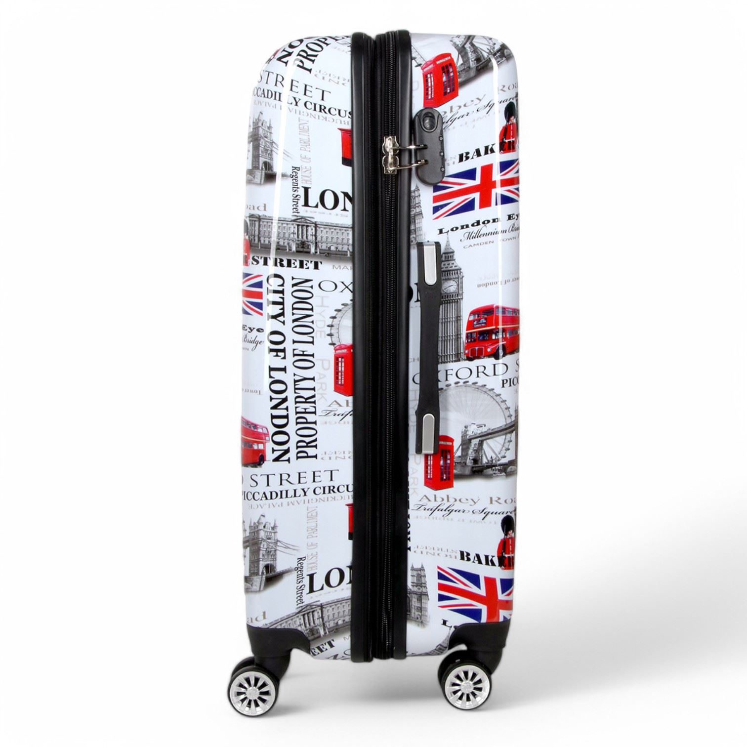 Extensible Cubierta Rígida Londres Estampado 8 Ruedas Maleta Juego Cabina Viaje - Imagen 8 de 29