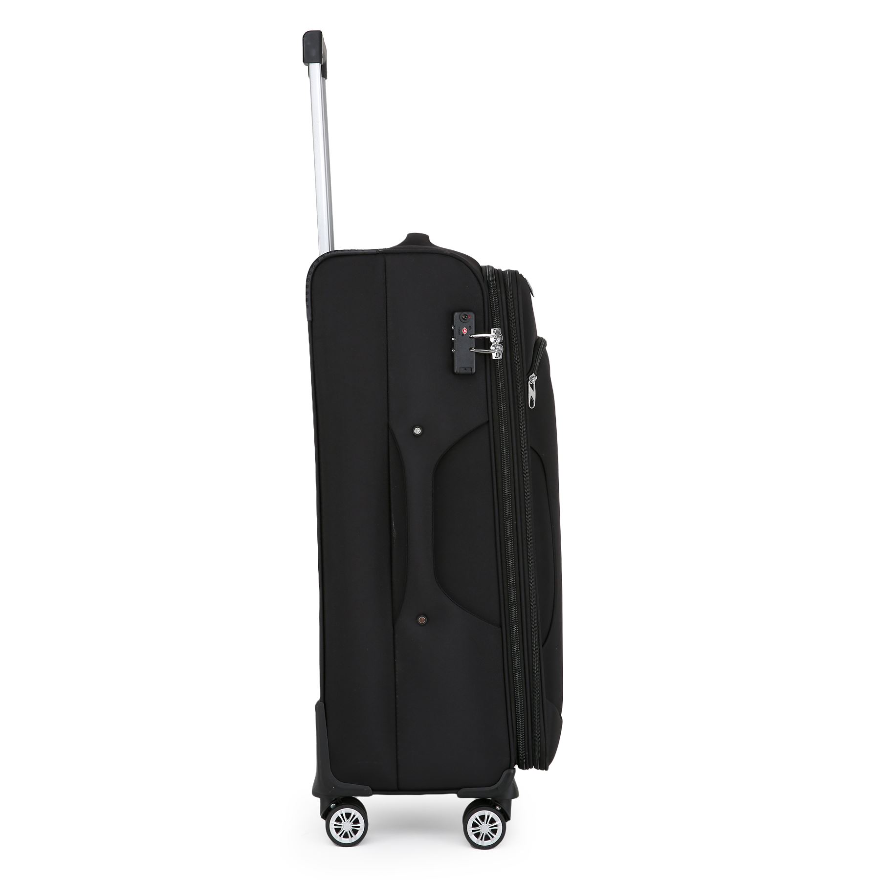 Black Soft Suitcase 8 Wheel Luggage Set TSA , Bag - Picture 7 of 32