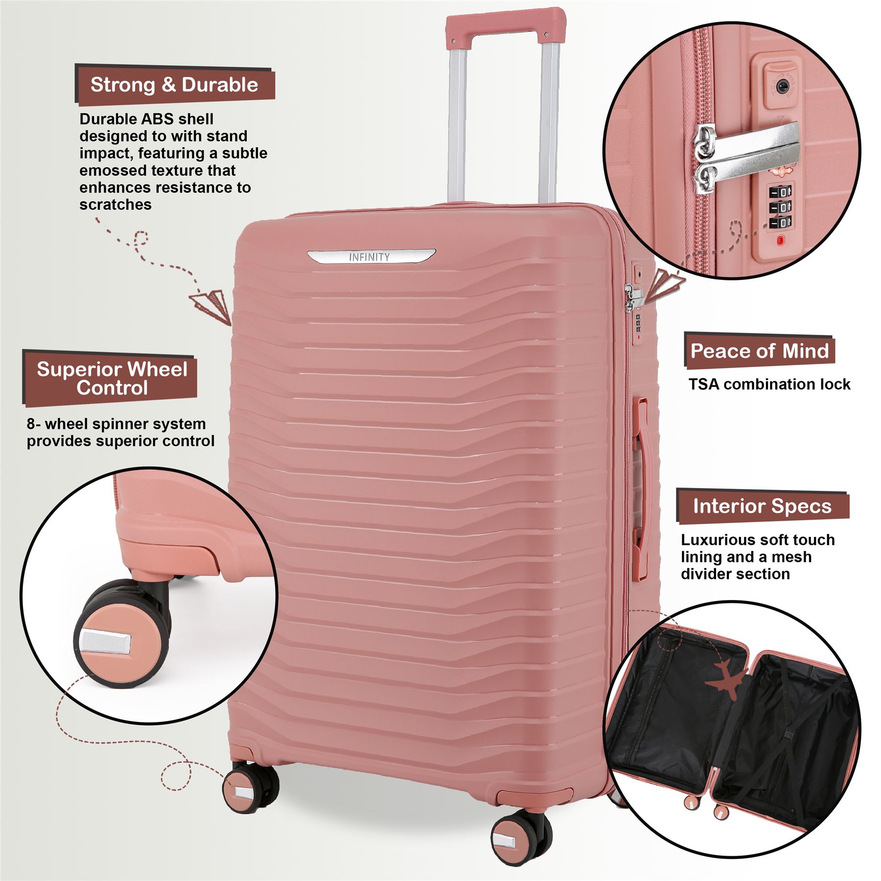 Robust Cabin Suitcase 36 x 24 x 55 cm TSA Luggage Suitable for Easyjet, Ryanair - Picture 20 of 25