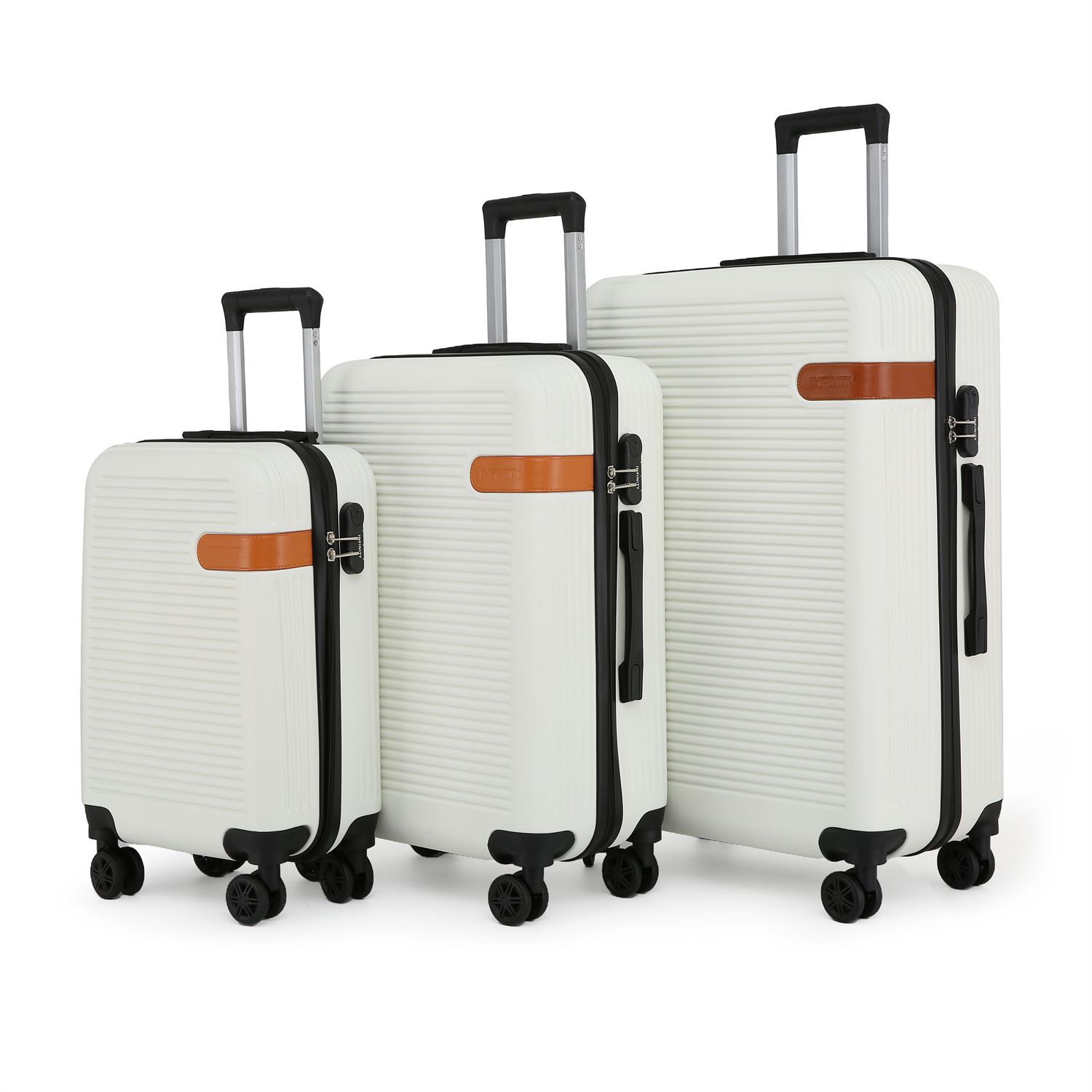 Hardshell Cream Cabin Suitcase Set Robust ABS Lightweight Luggage Holiday Bag - Picture 31 of 34