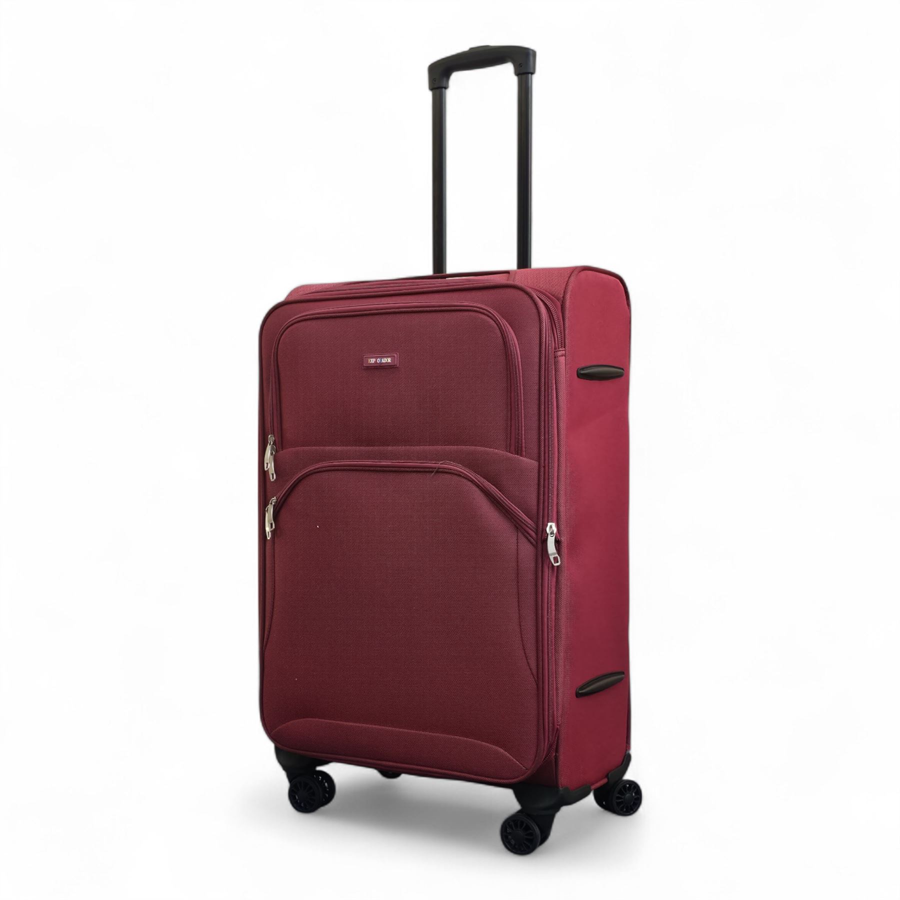 Burgundy Red Expandable Soft Shell Suitcase 8 Wheel Set Light Carry On Cabin Bag - Picture 17 of 36