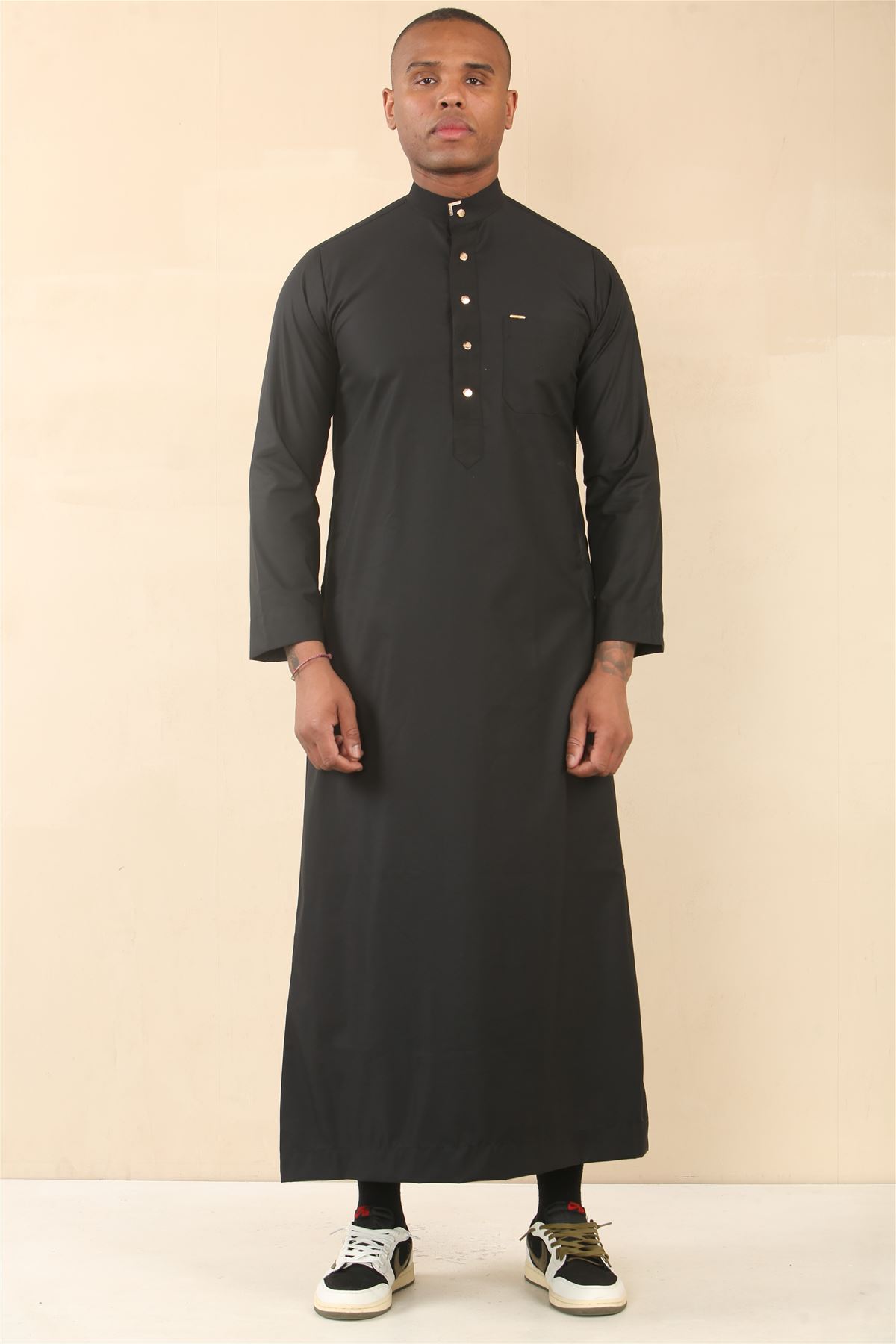 Men's Thobe Emirati Islamic Clothing Jubba Robe Muslim Eid Ramadan Arab Saudi - Picture 3 of 23