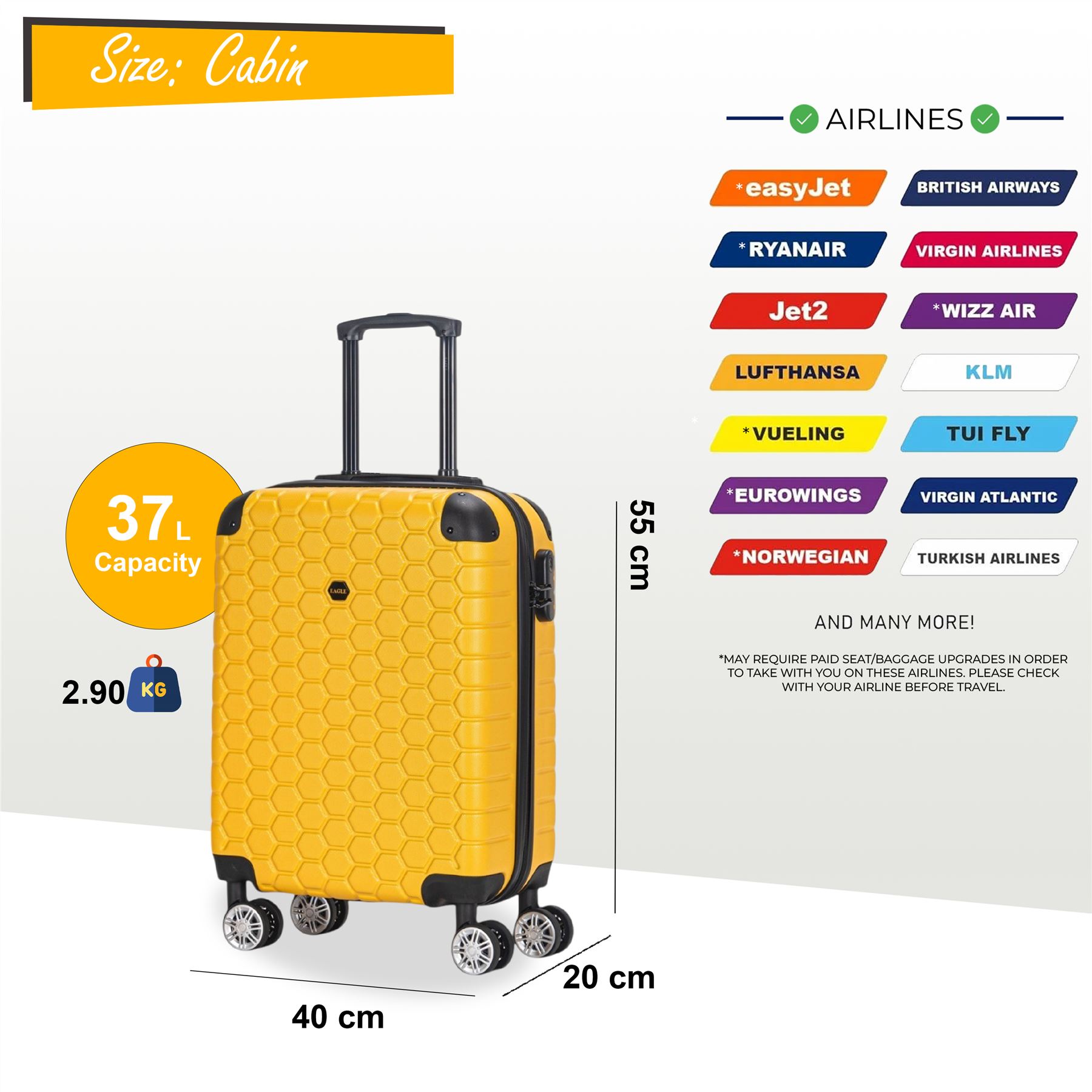 Juego De Maletas De Viaje De Cabina Con Ruedas De 8 De ABS - Imagen 61 de 68