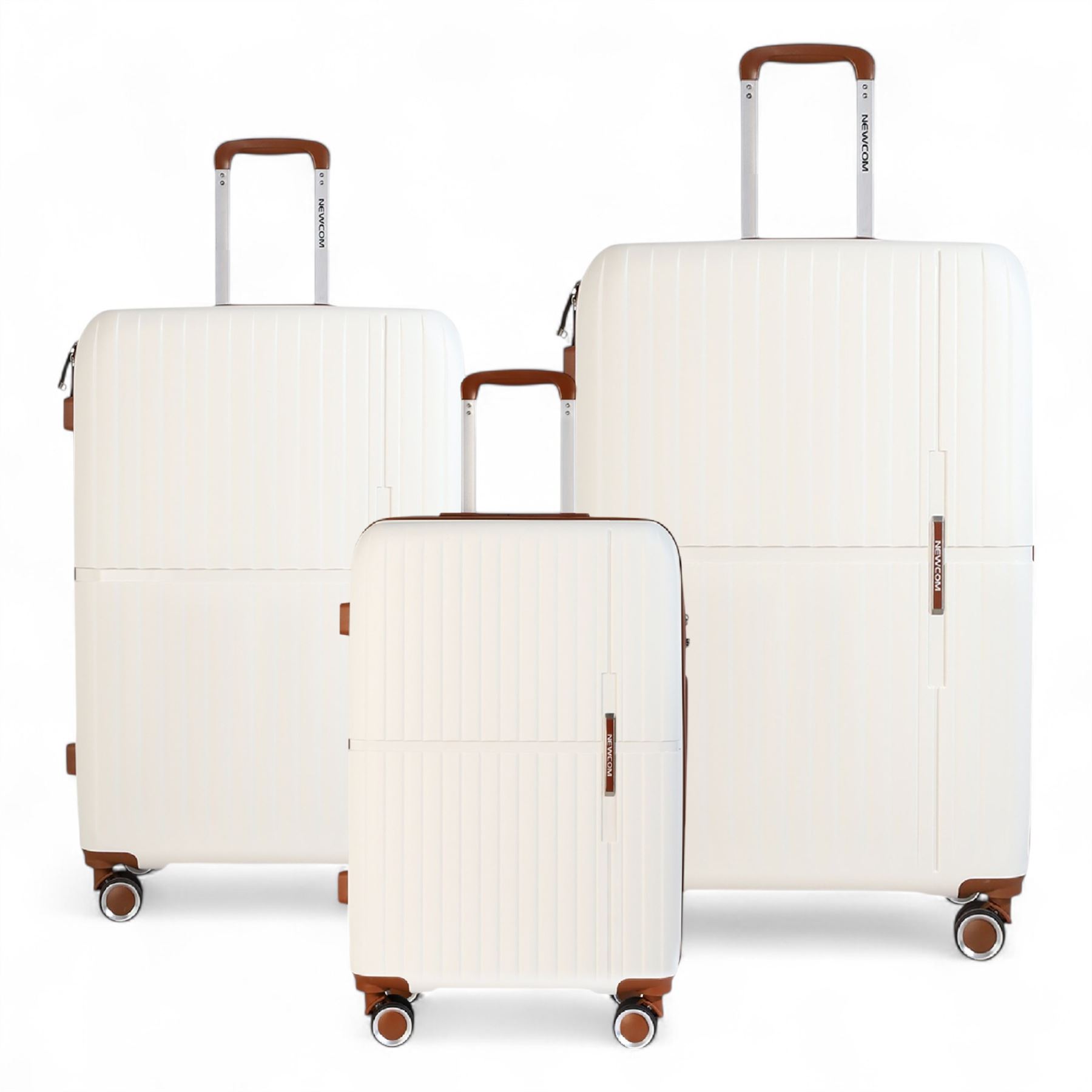 Hard Shell White Strong Suitcase Set 8 Wheel Cabin Luggage Holiday Travel Case - Picture 29 of 35