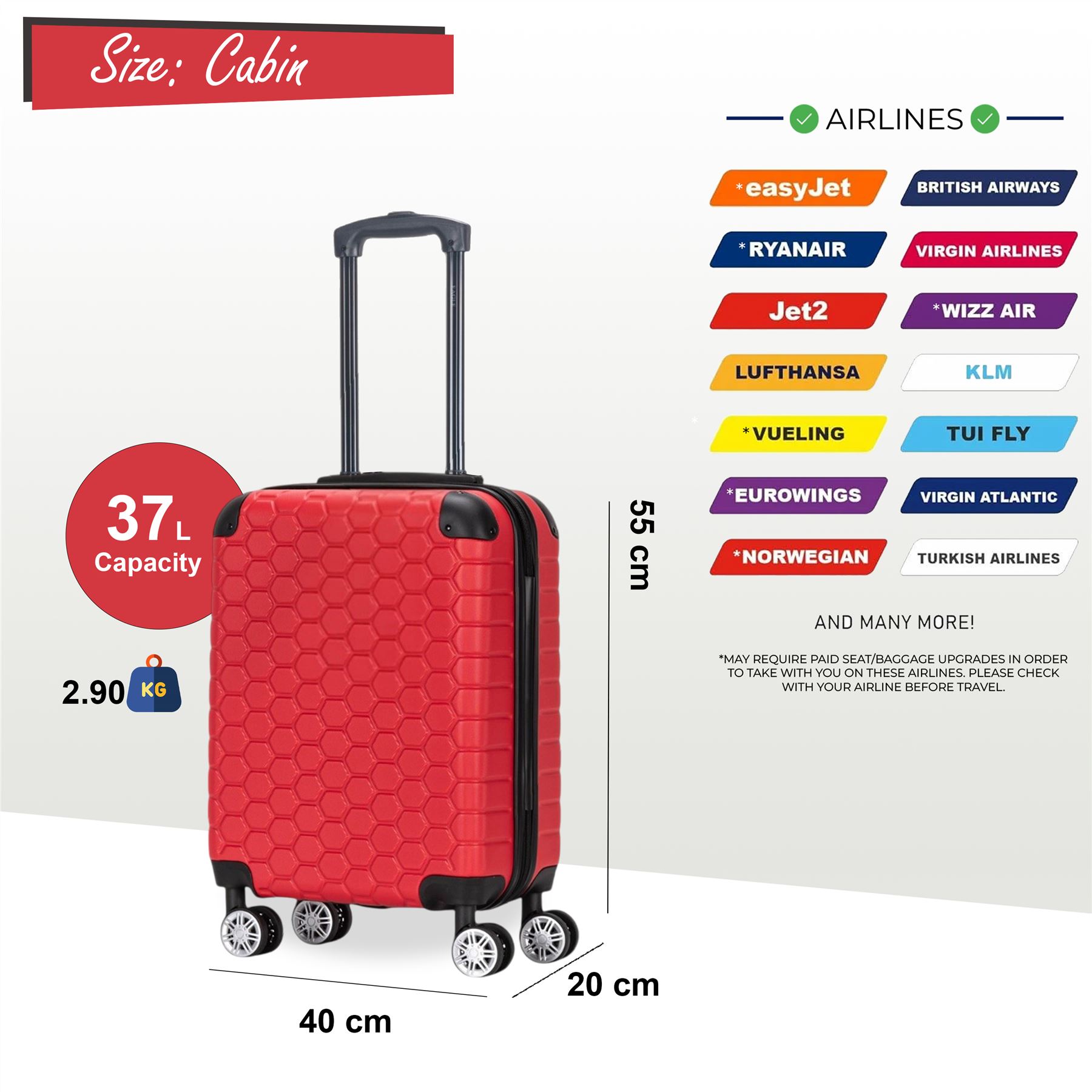 Juego De Maletas De Viaje De Cabina Con Ruedas De 8 De ABS - Imagen 50 de 68