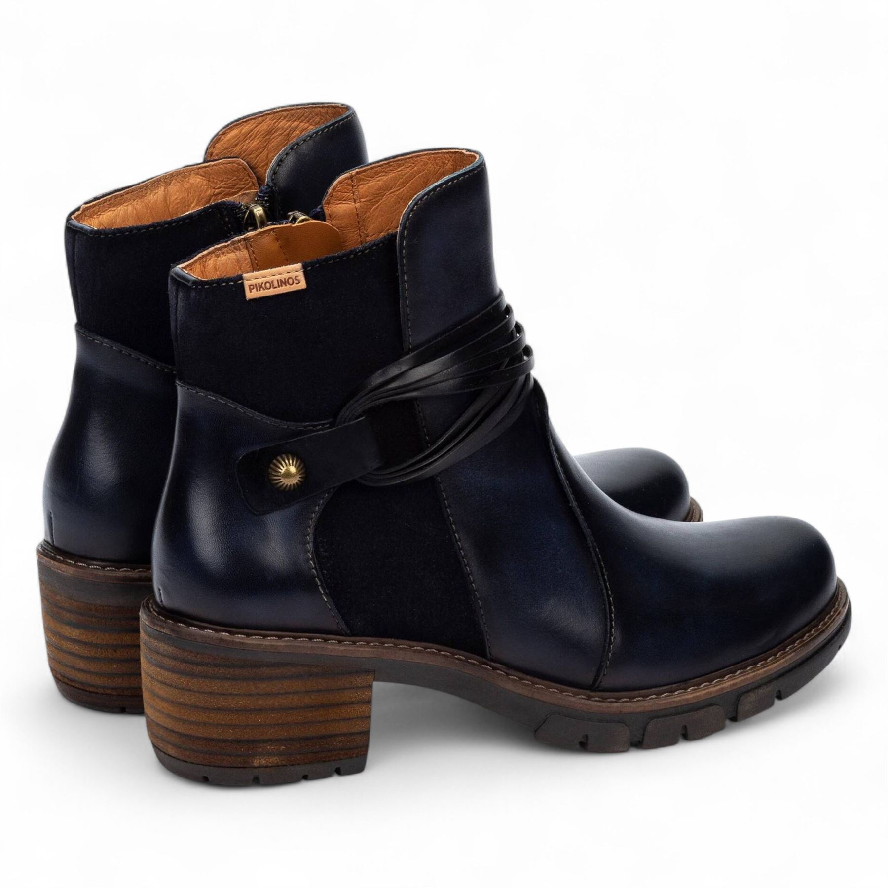 Pikolinos San Sebastia Women's Leather Bootie Zip Heel Ankle Boots - Picture 5 of 15