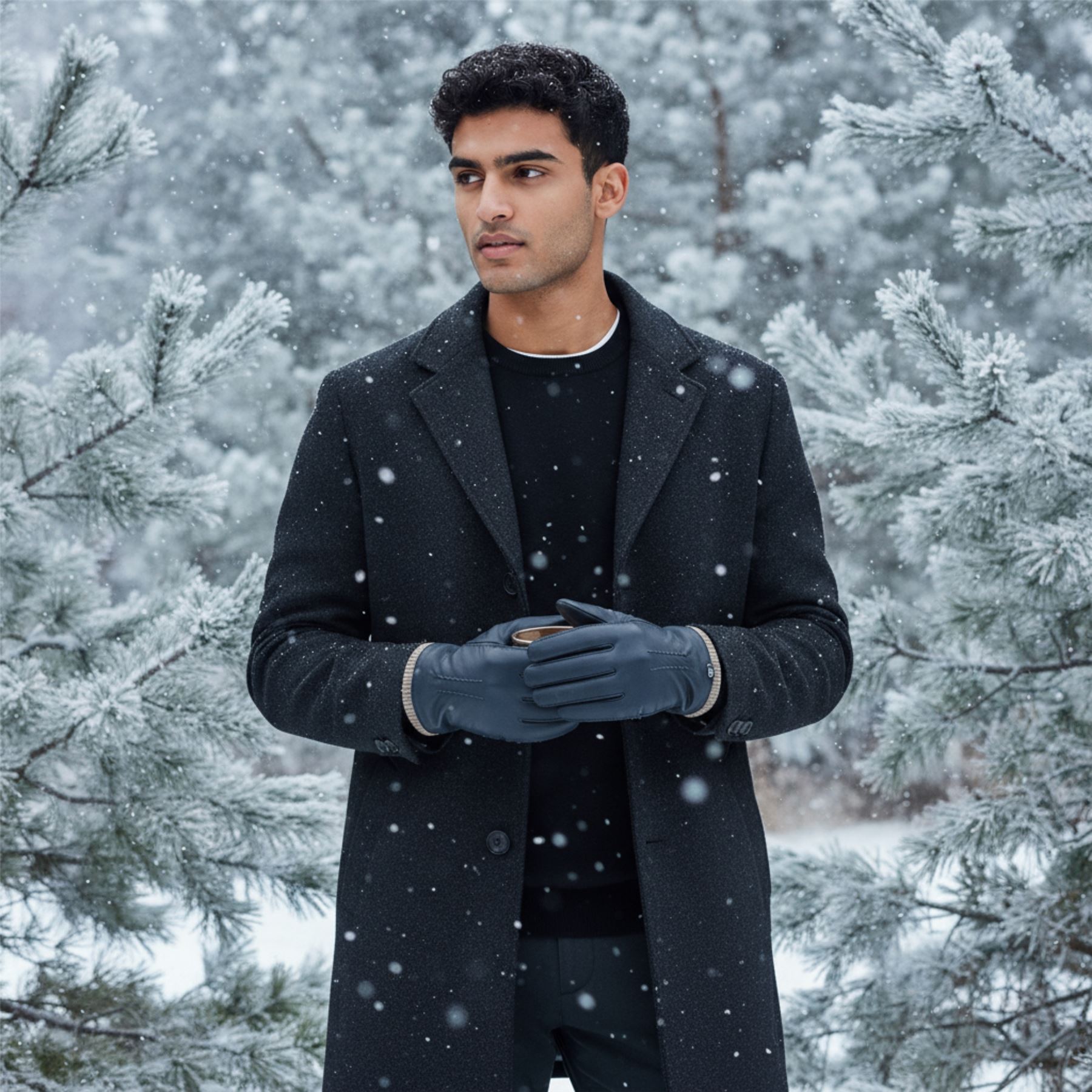 Herren Italienisch Leder Wollfutter Strick Rippbündchen Reiten Fahren Freizeit Handschuhe - Bild 13 von 31