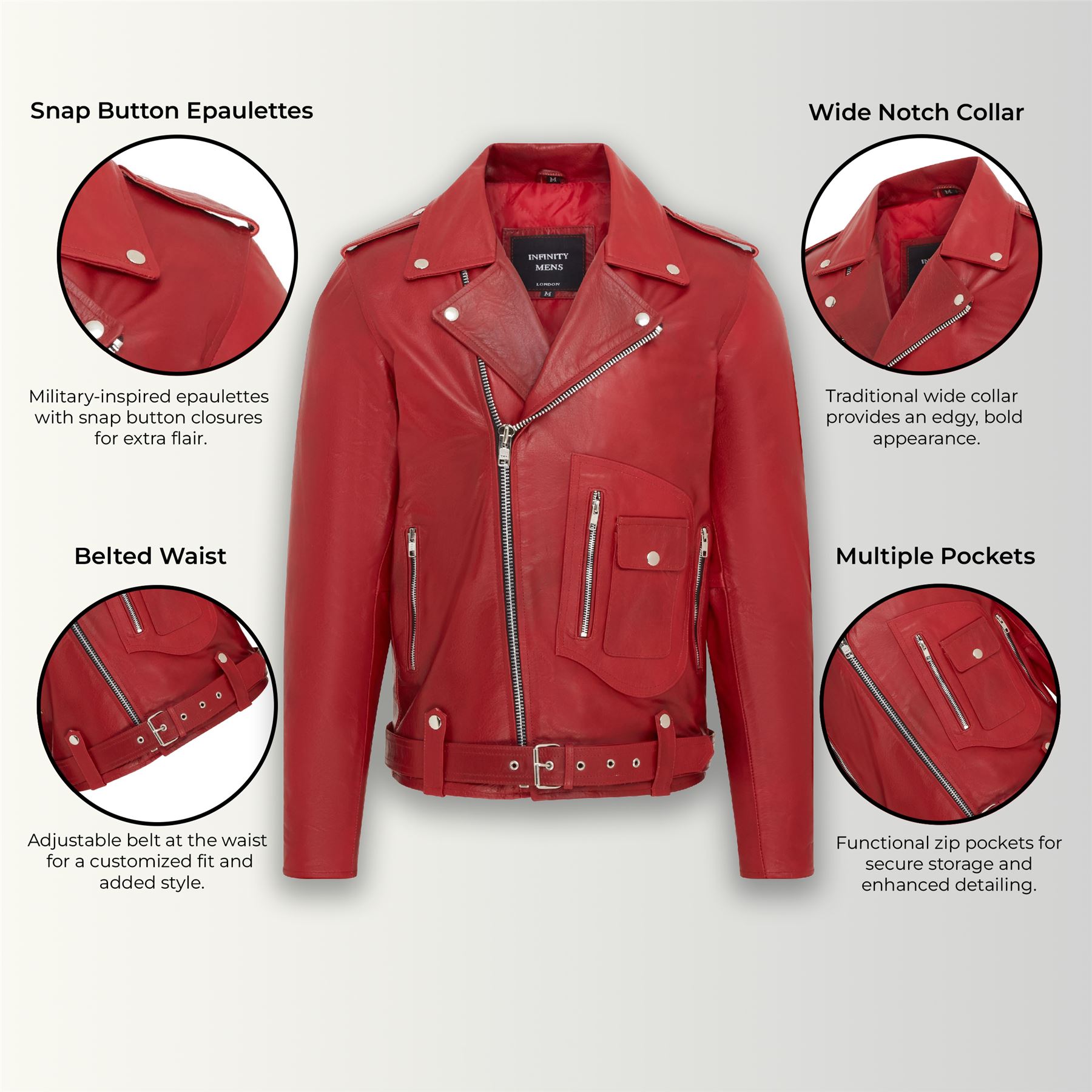 Mens Retro Brando Quilted Leather Biker Jacket Vintage Motorcycle Style - Picture 15 of 19