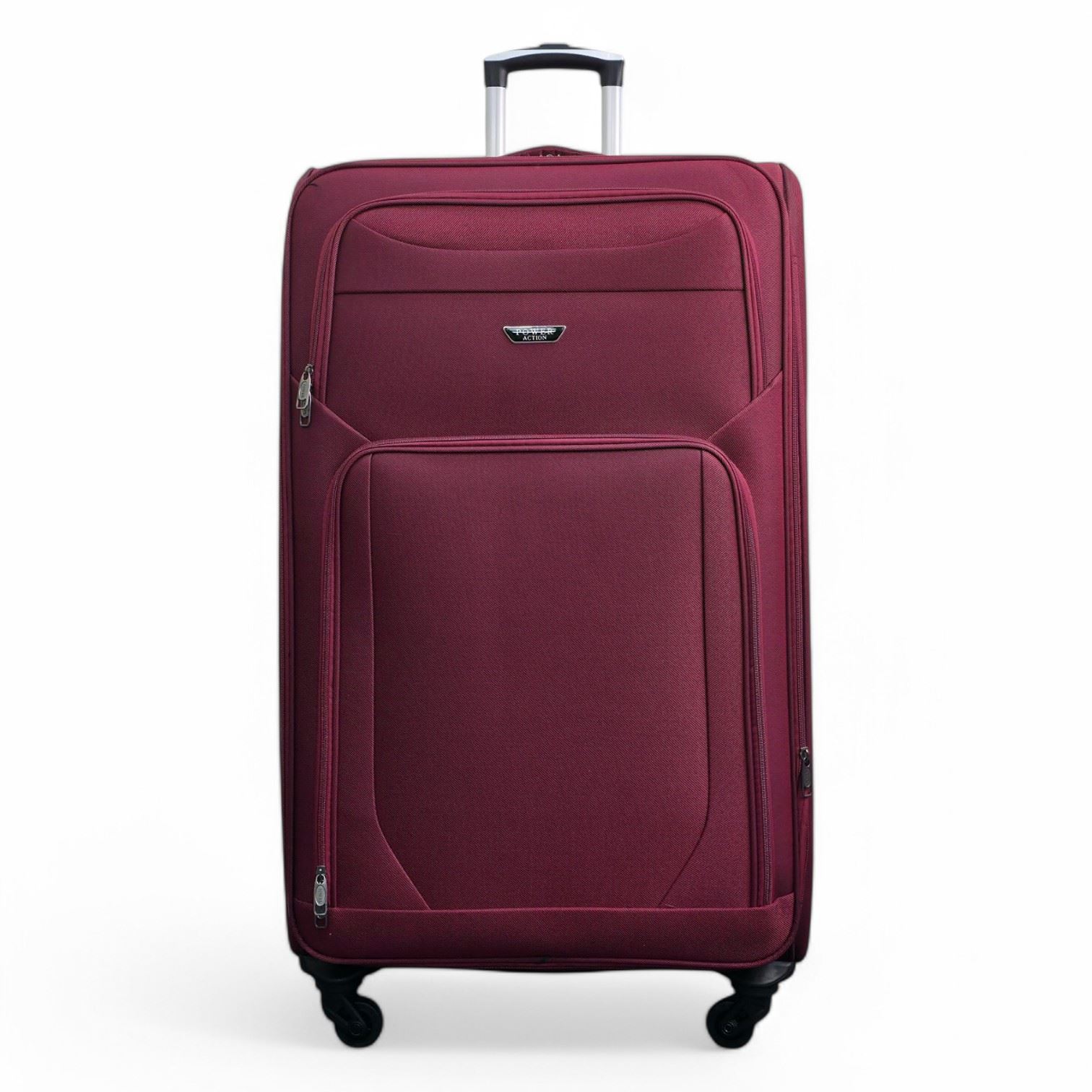 Soft Shell Lightweight Wine Burgundy Nylon Suitcase Set 4 Wheel Travel Case Bags - Picture 32 of 37