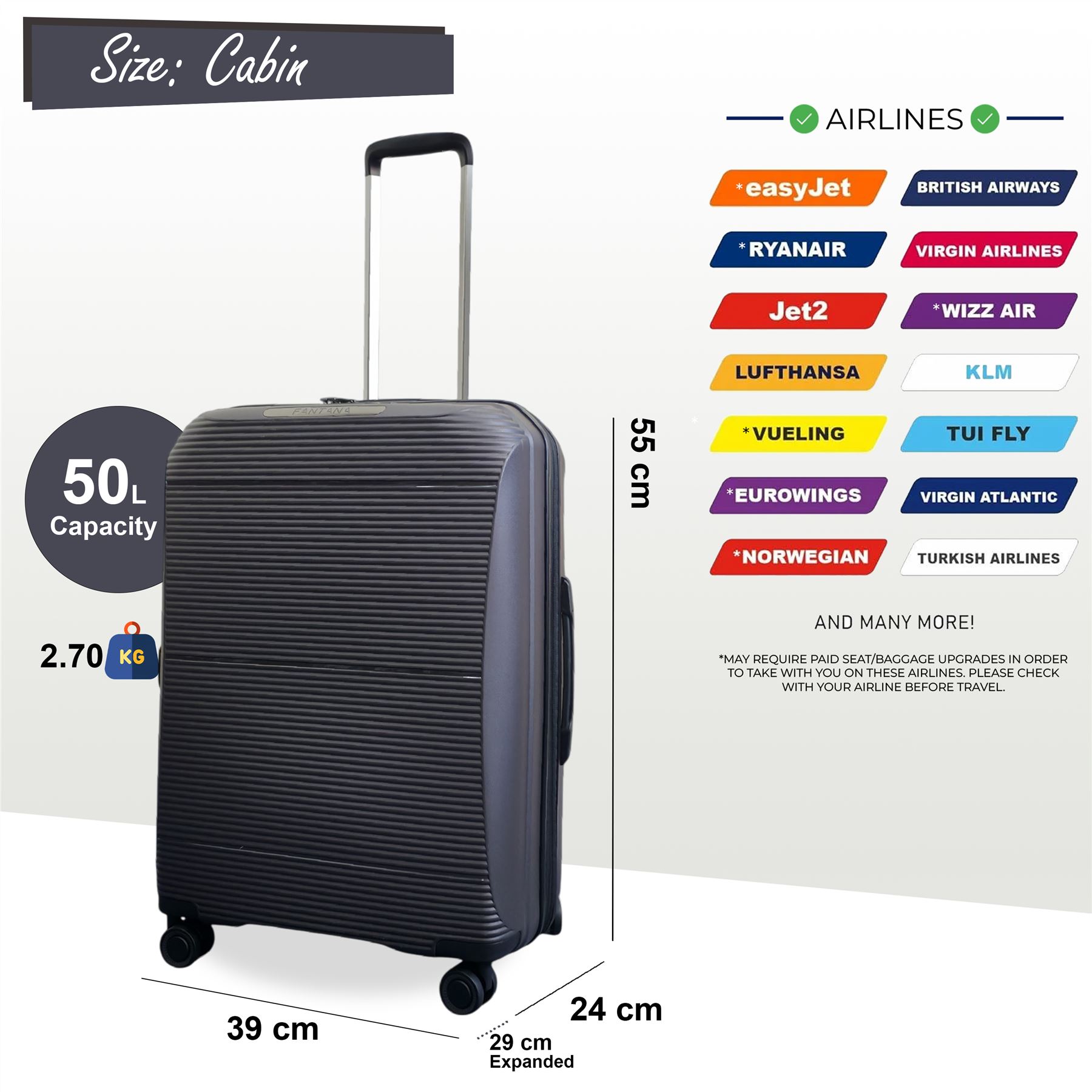 Juego De Maletas De Viaje De Cabina Con Ruedas De 8 Y Carcasa Dura Expandible - Imagen 43 de 56