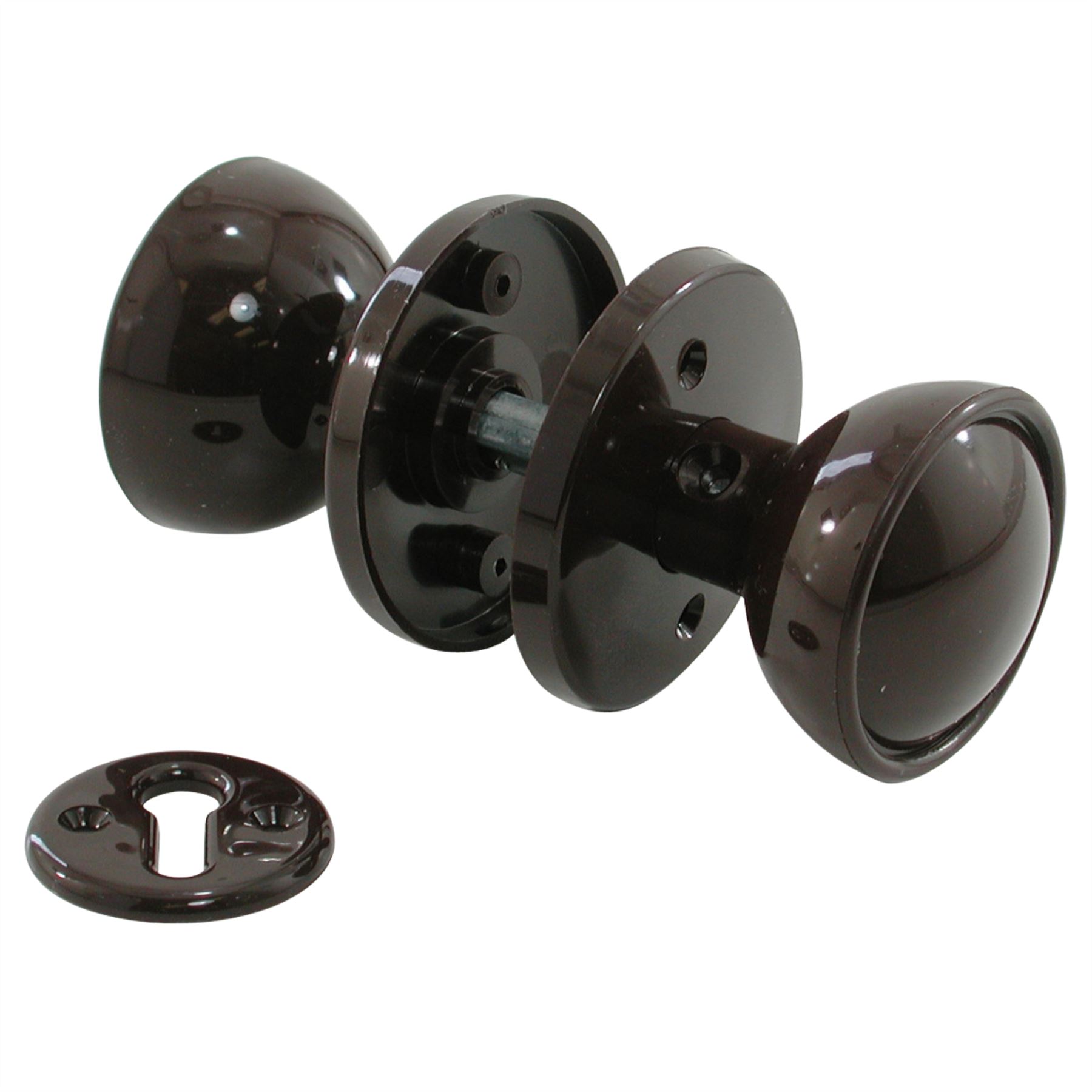 Universal Door Knob Set, White/Black/Brown Finish, Complete Installation Kit - Picture 3 of 4