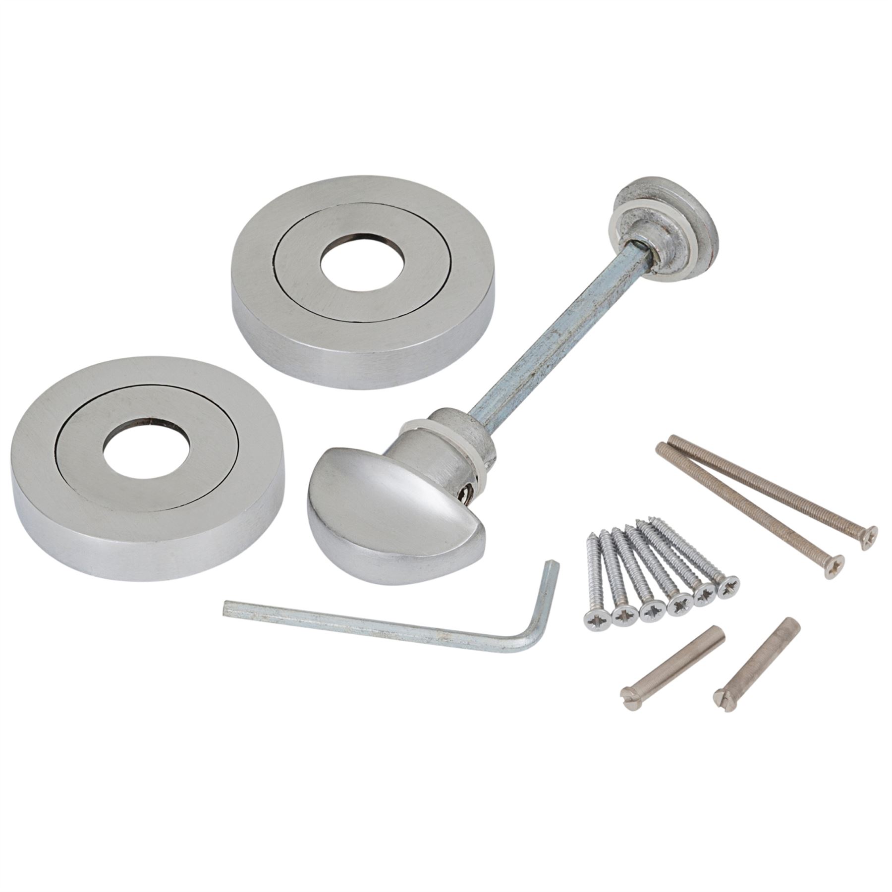 Bathroom Door Thumb Turn Lock, Satin or Chrome Finish, Privacy Complete Kit - Picture 2 of 3