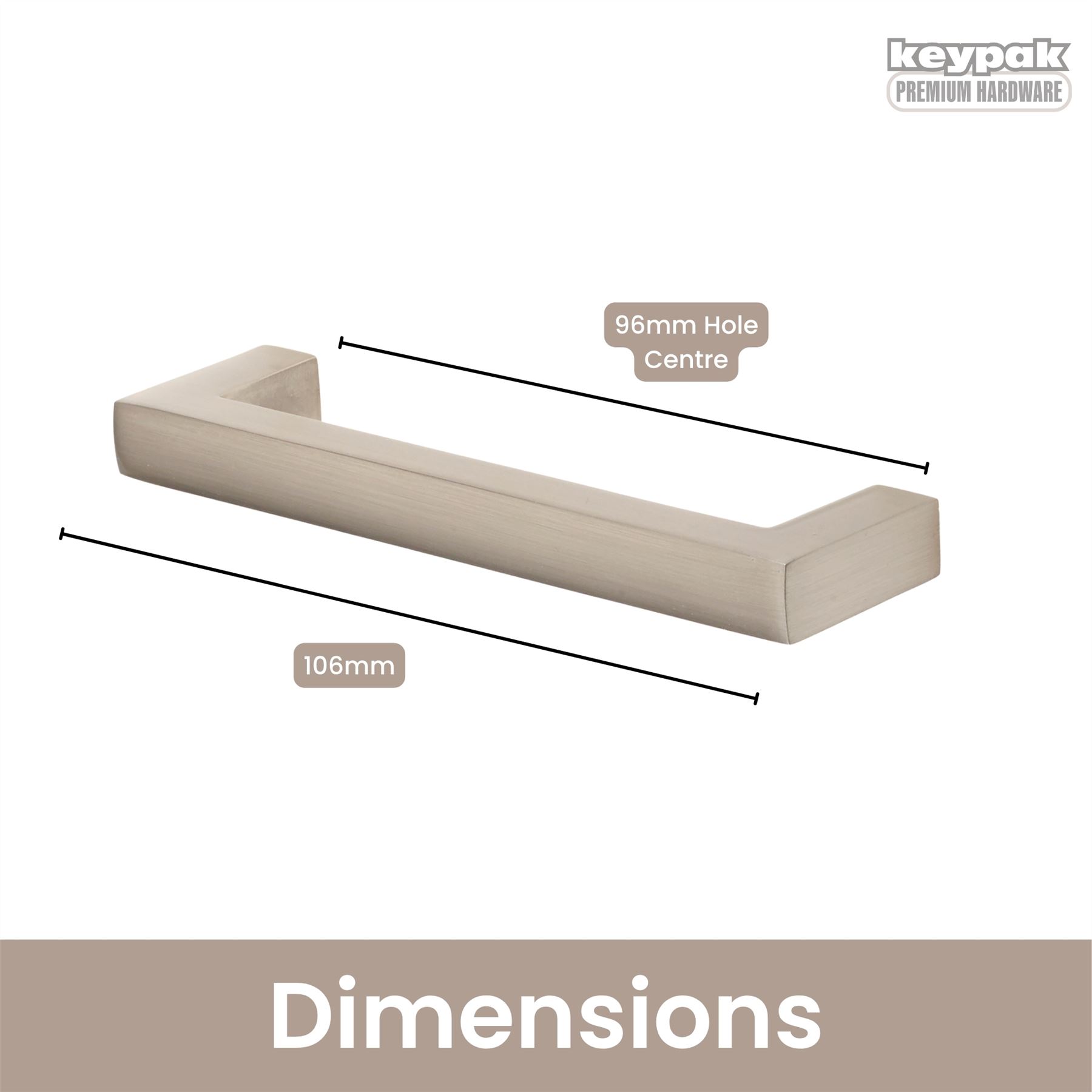 10 Stück Metall Vierkant T-Bar Griffe 96 mm - 200 mm - Aluminium Schubladengriffe - Bild 9 von 28