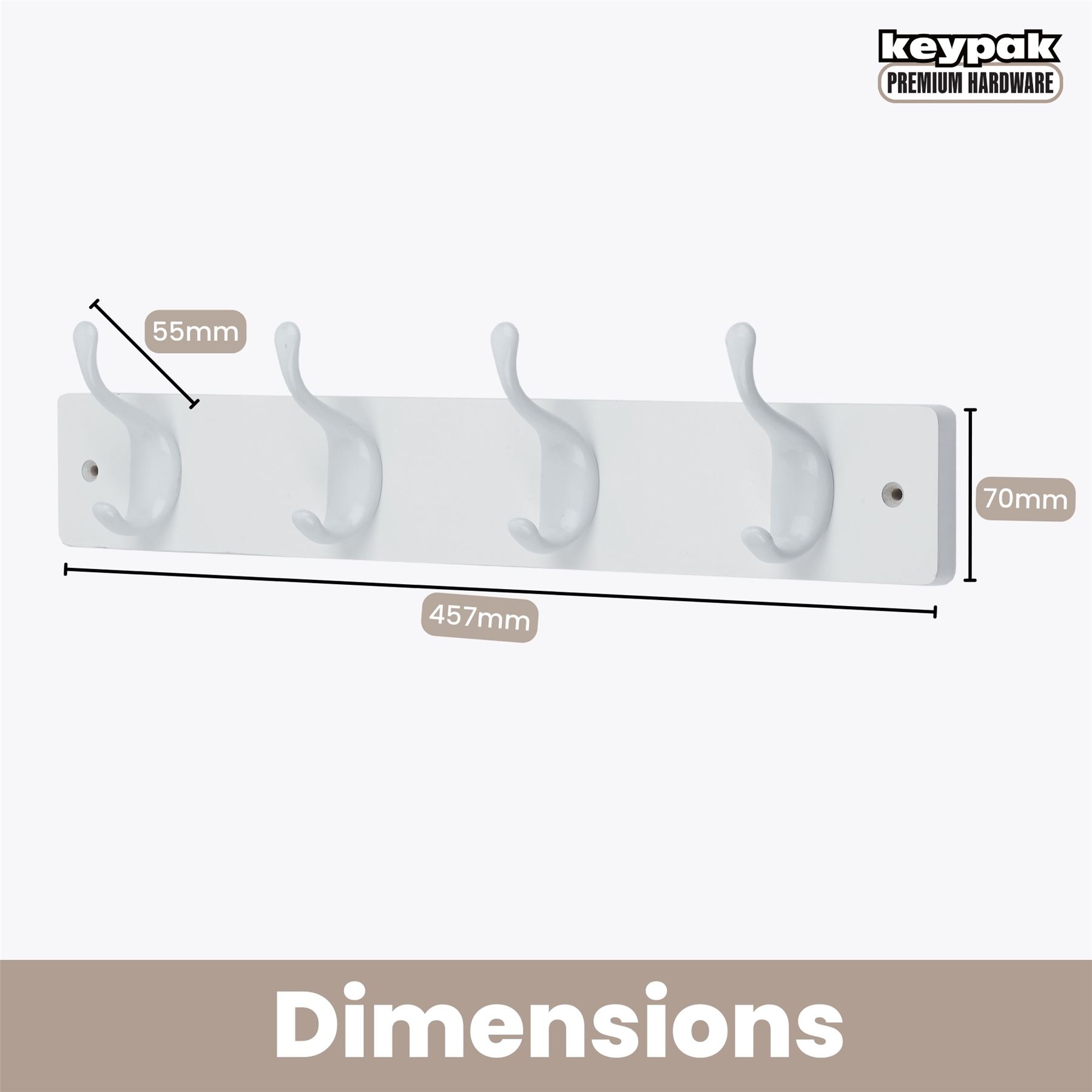 Coat Hooks Wall Mounted Modern Wooden Board with Smooth Metal Coat Hanger - Picture 20 of 40