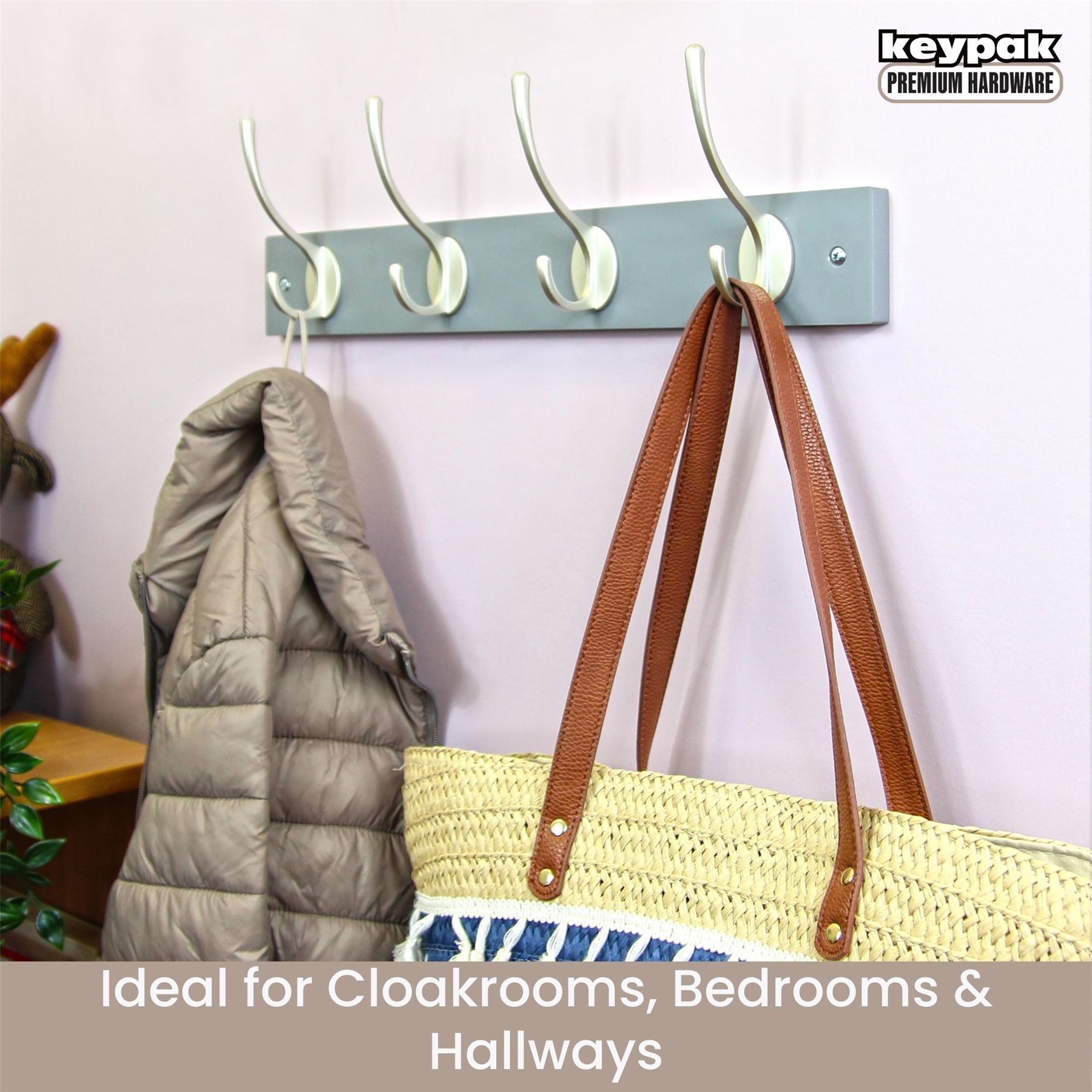 Coat Hooks for Wall Door, Wooden Wall Mounted Clothes Hanger, 3 Sizes - Picture 22 of 37