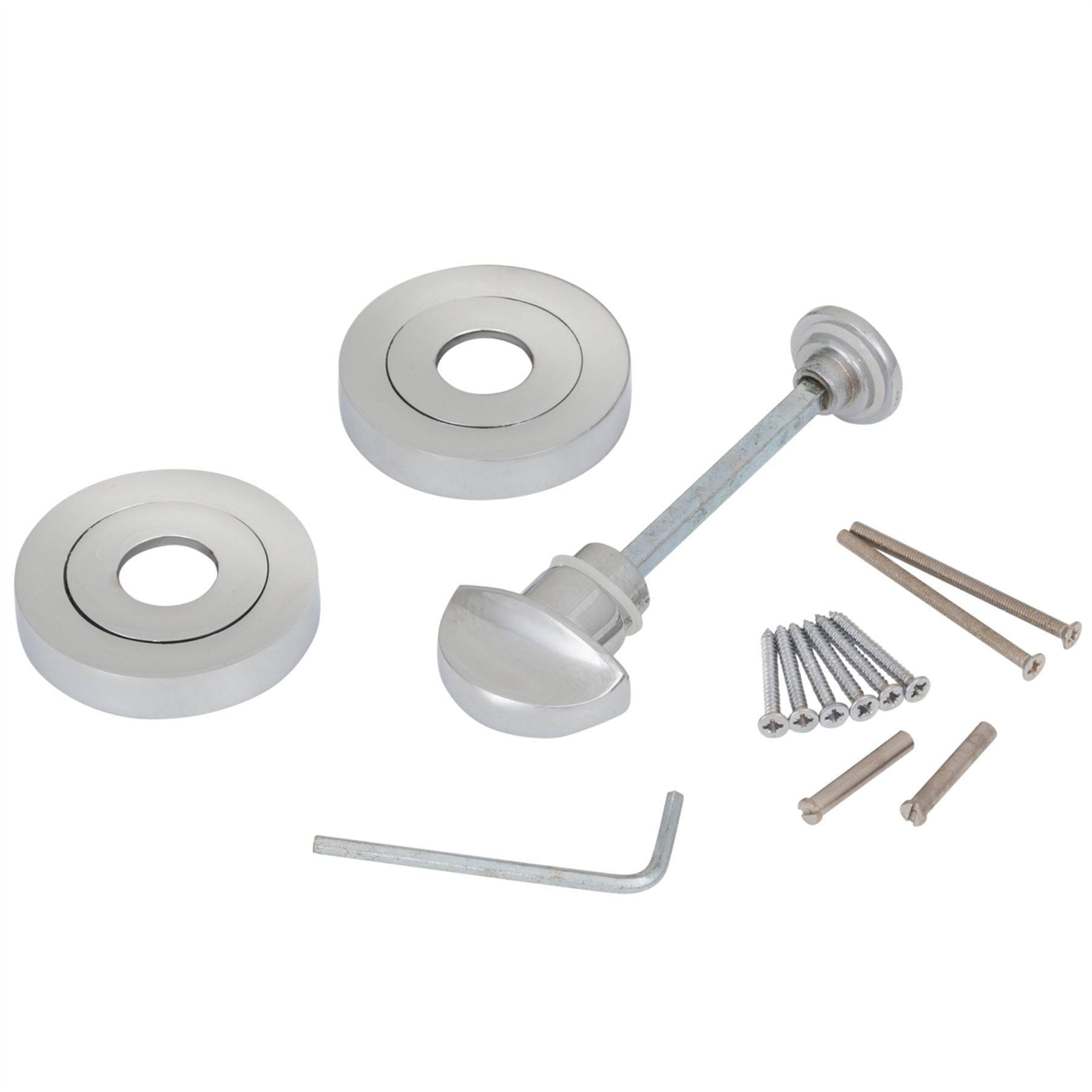 Bathroom Door Thumb Turn Lock, Satin or Chrome Finish, Privacy Complete Kit - Picture 3 of 3