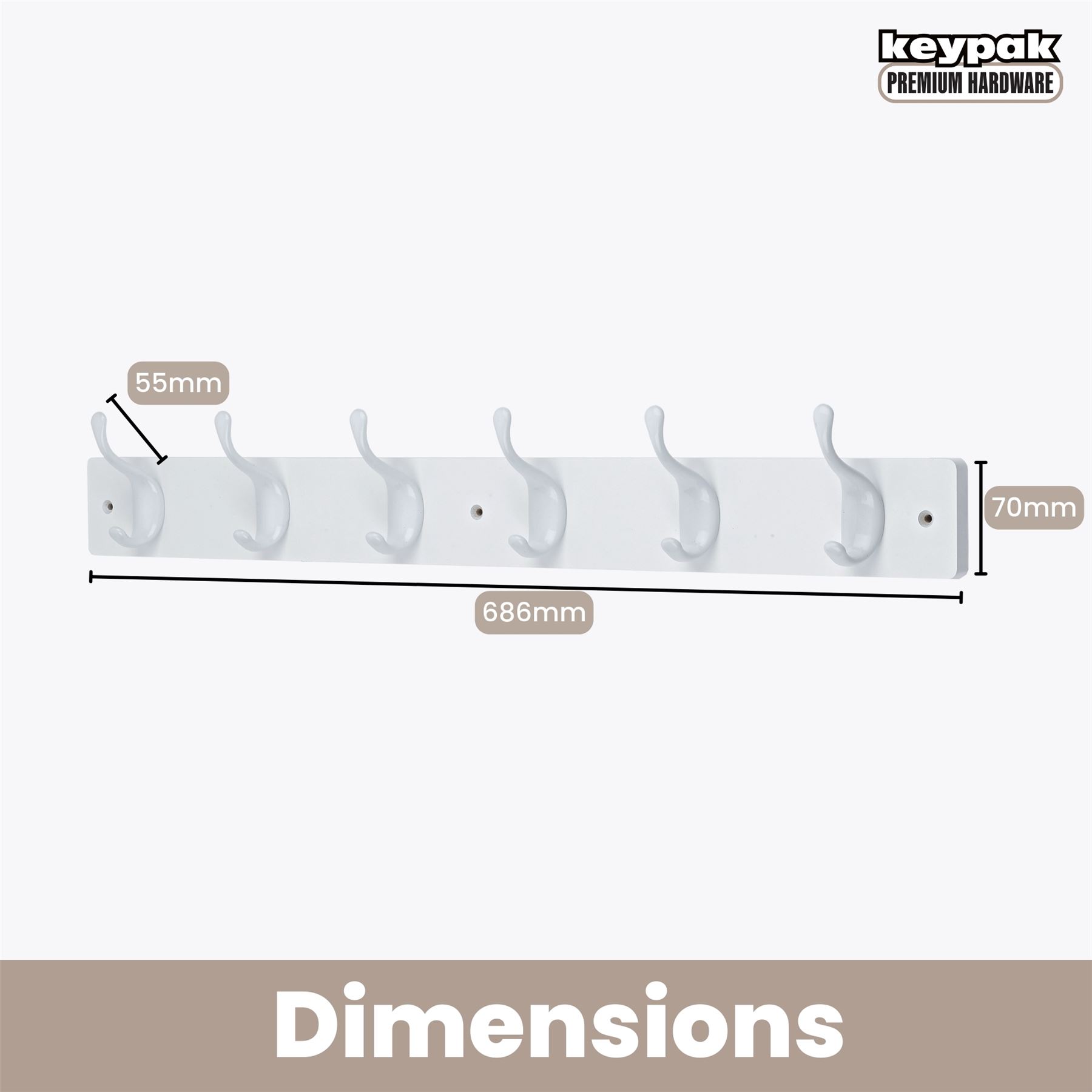 Coat Hooks Wall Mounted Modern Wooden Board with Smooth Metal Coat Hanger - Picture 37 of 40
