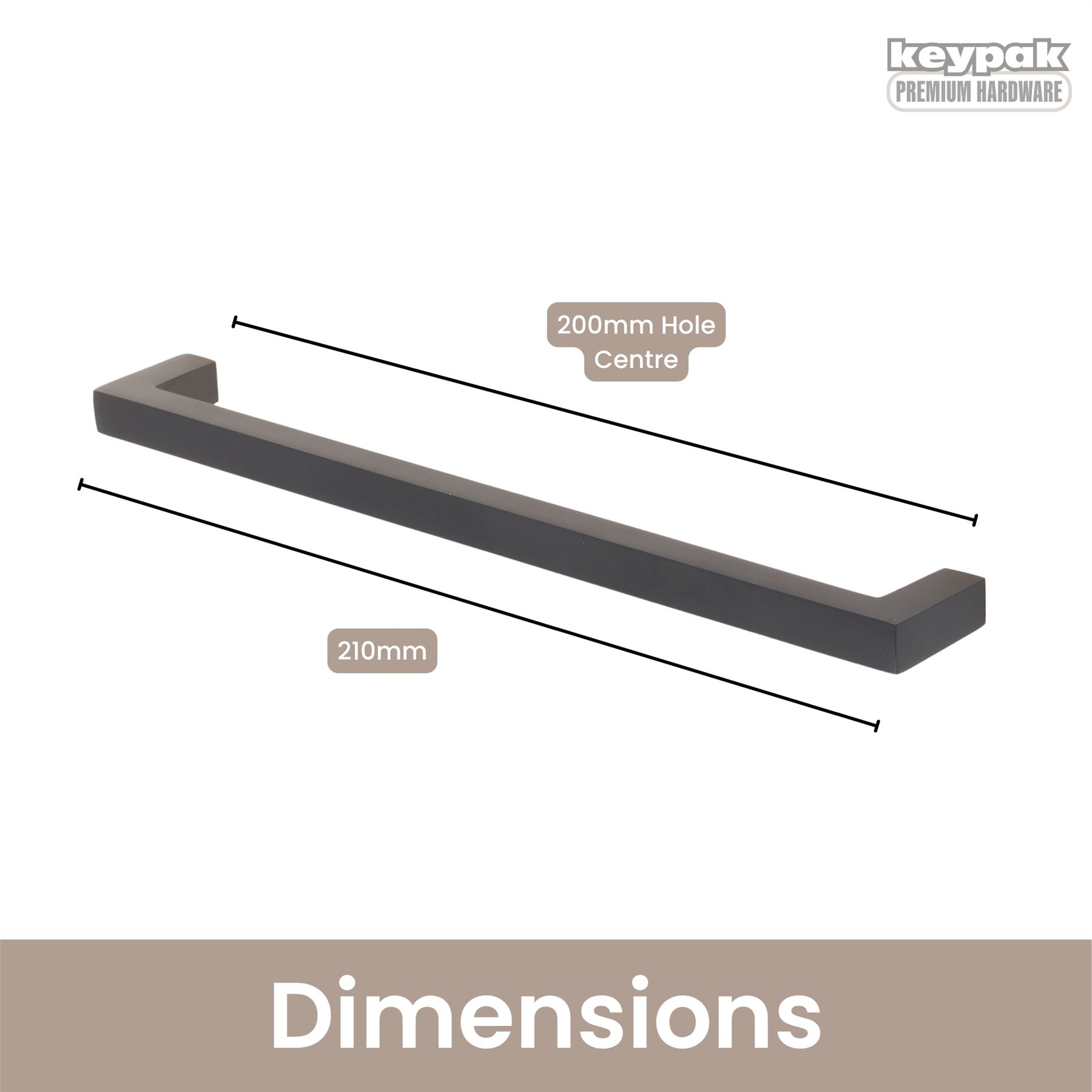 10 Stück Metall Vierkant T-Bar Griffe 96 mm - 200 mm - Aluminium Schubladengriffe - Bild 24 von 28