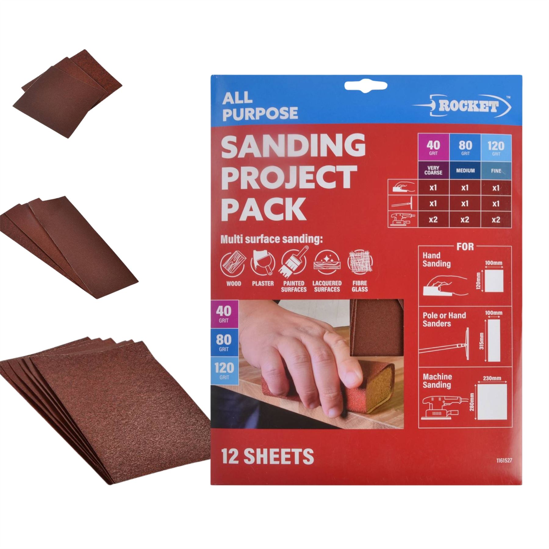 Schleifblätter & Schwamm Set - Körnung Schleifpapier 280x230mm Wände, Handhochschleifer - Bild 4 von 28