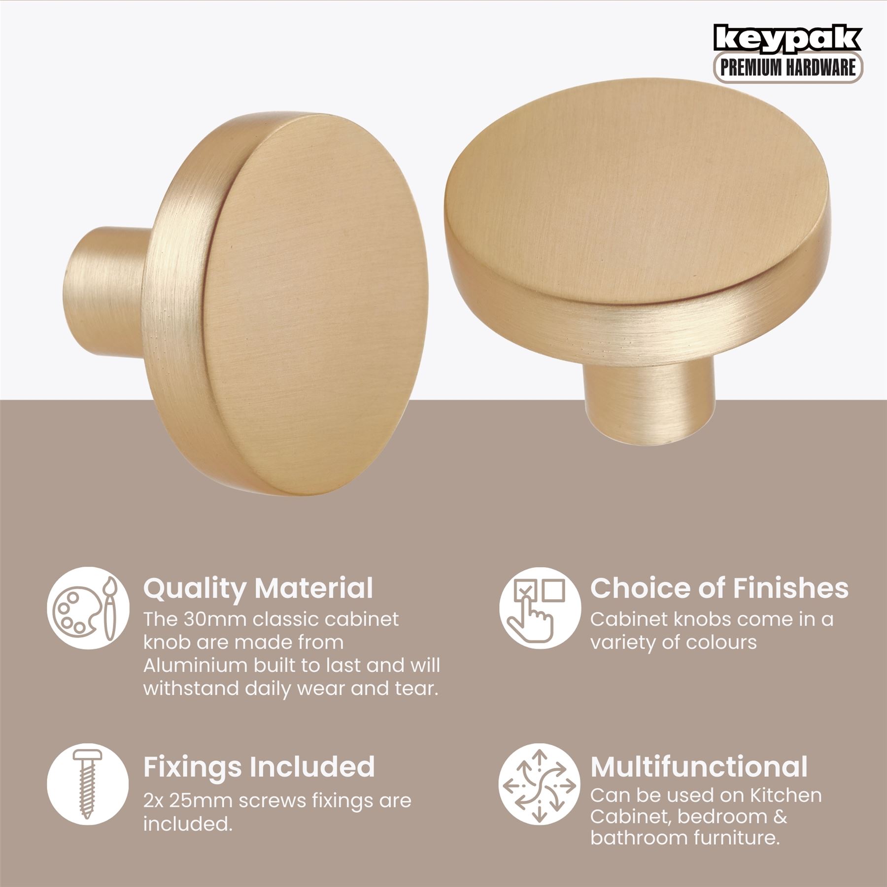 Cabinet Drawer Knob, 2 PCS, 30mm Round Handle Cupboard Wardrobe Dresser Drawer - Picture 8 of 22