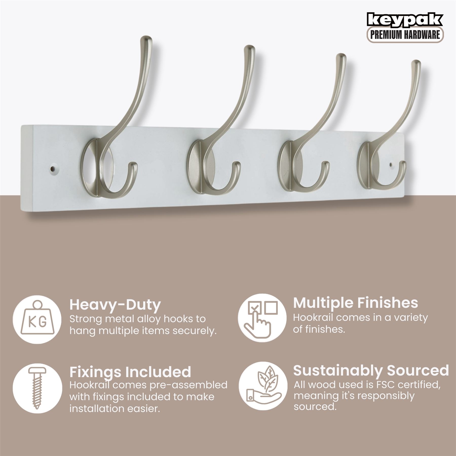 Coat Hooks for Wall Door, Wooden Wall Mounted Clothes Hanger, 3 Sizes - Picture 24 of 37